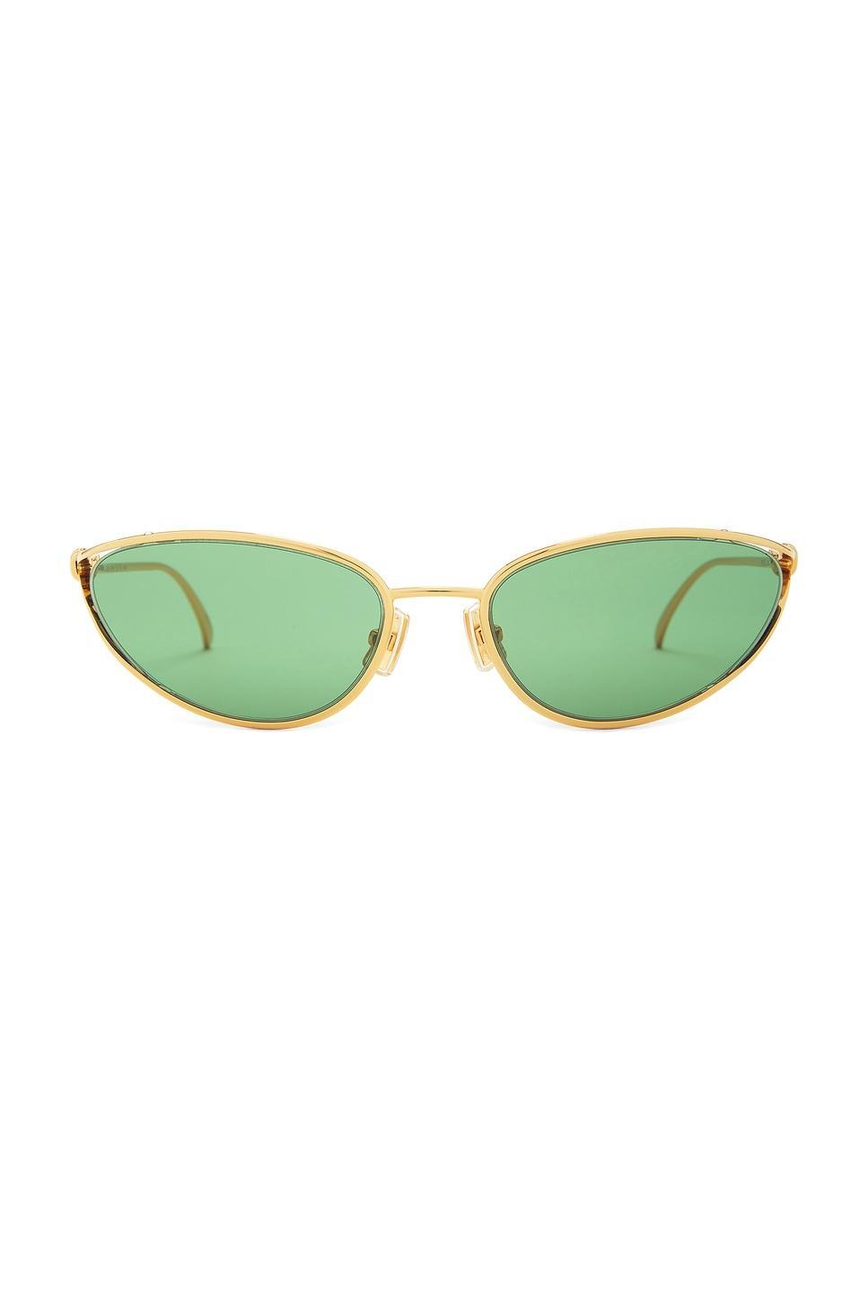 BOTTEGA VENETA Narrow Cat Eye Sunglasses In Gold & Green Product Image