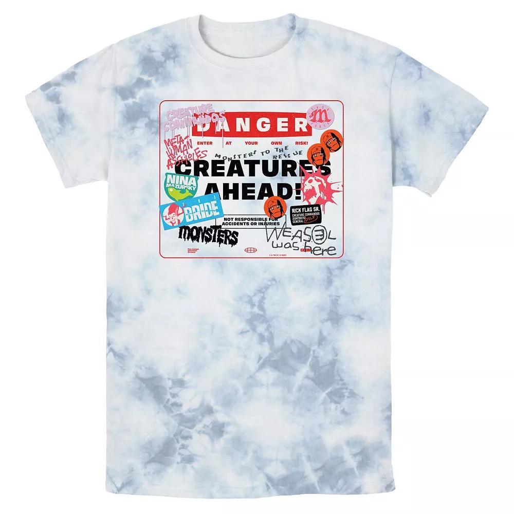 Men's Creature Commandos Danger Creatures Ahead Bombard Wash Graphic Tee, Size: Small, White Blue Product Image