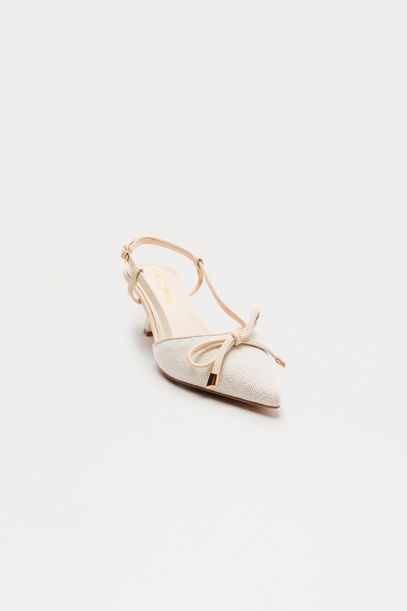 Jade Slingback Bow Pumps - White Product Image