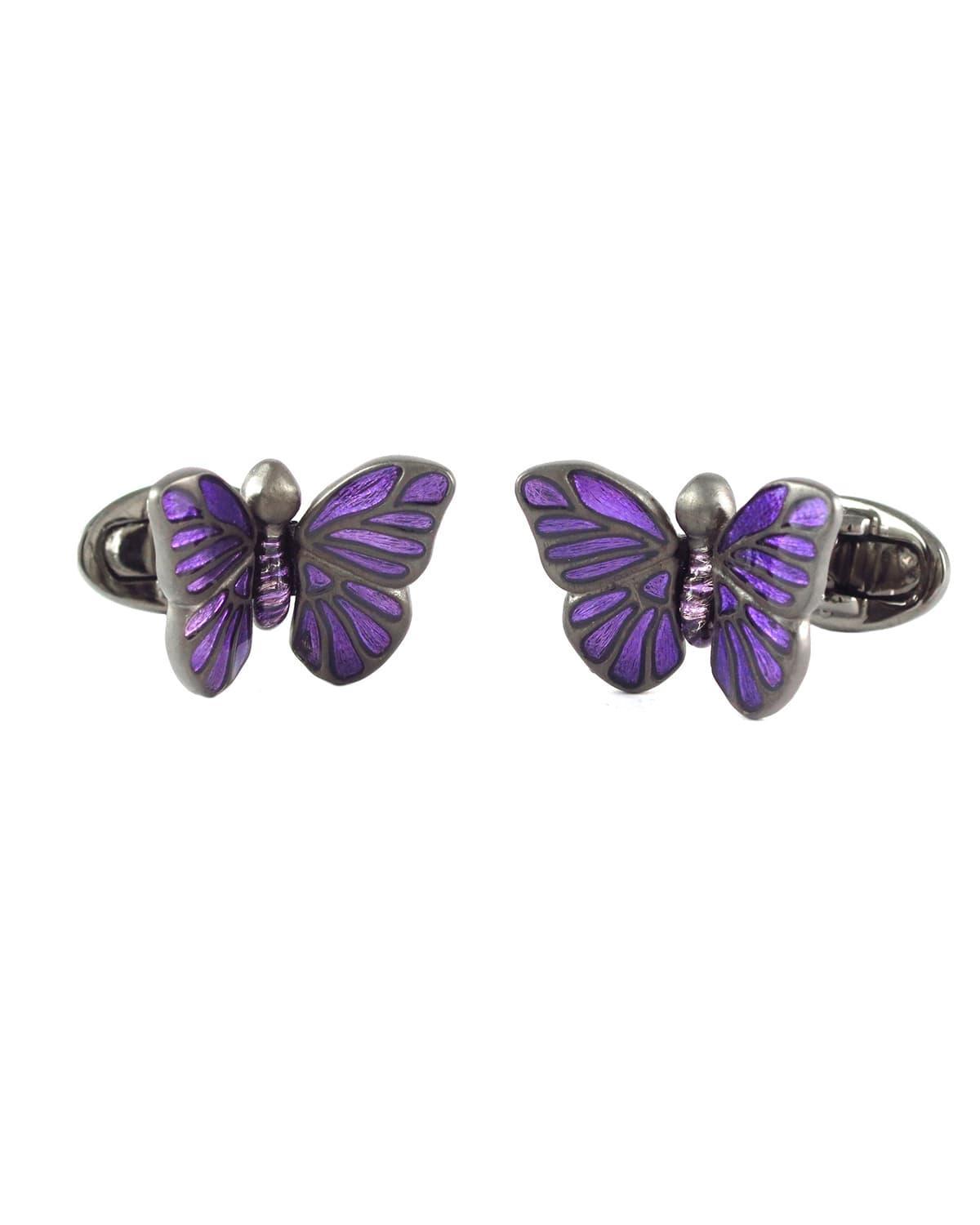 Enamel Butterfly Cufflinks, Purple Product Image