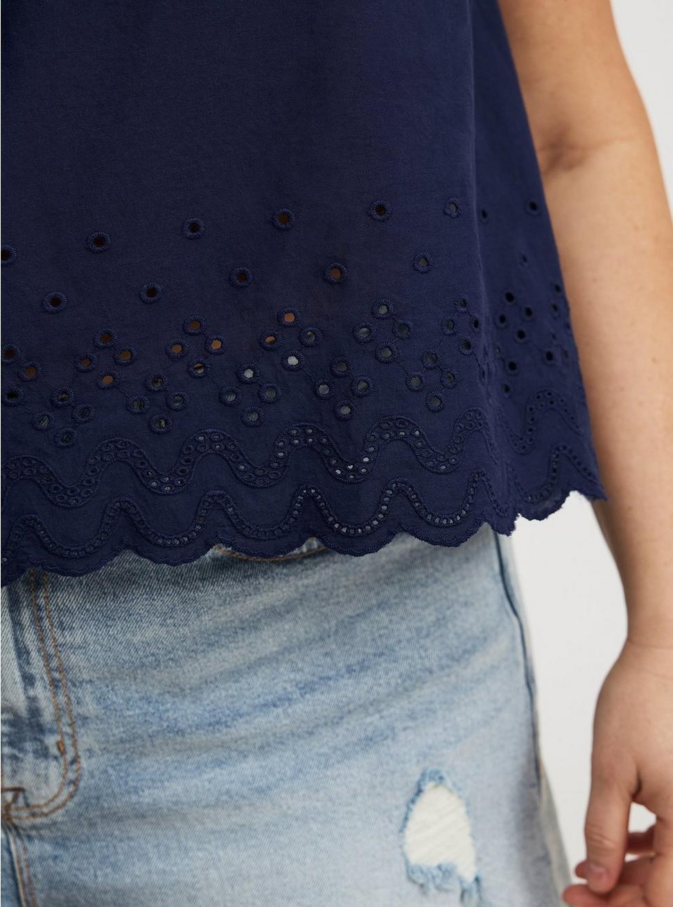 Eyelet Trim Front Crop Top Product Image