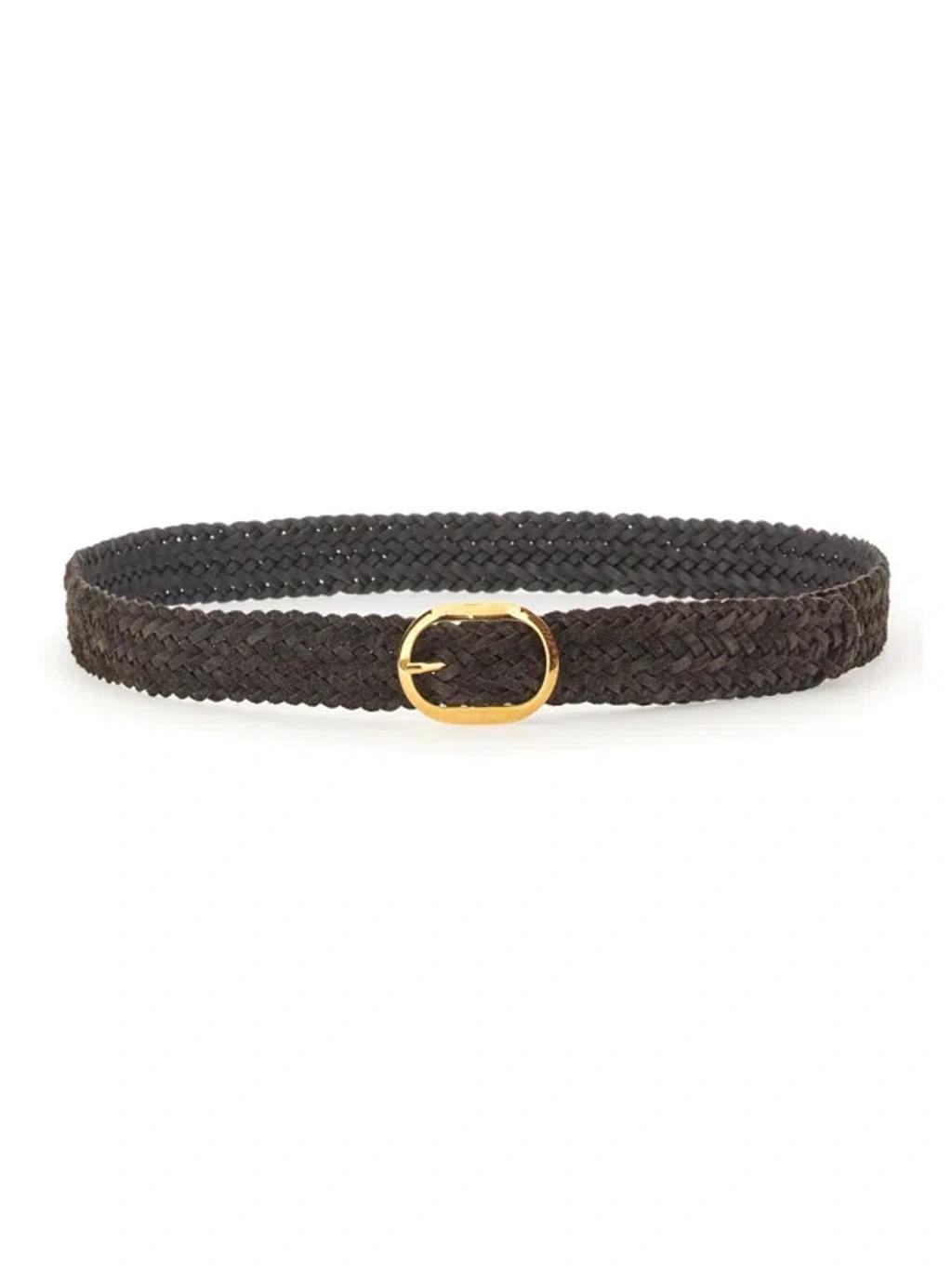 TOM FORD Woven Leather Belt In Brown Product Image