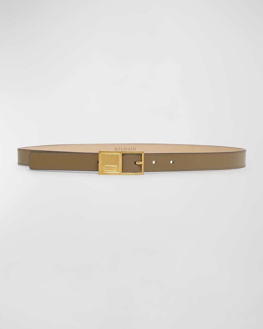 Signature Leather Belt With Geometric Buckle Product Image