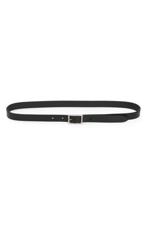 Crystal-embellished Buckle Leather Belt In Nero Crystal Product Image