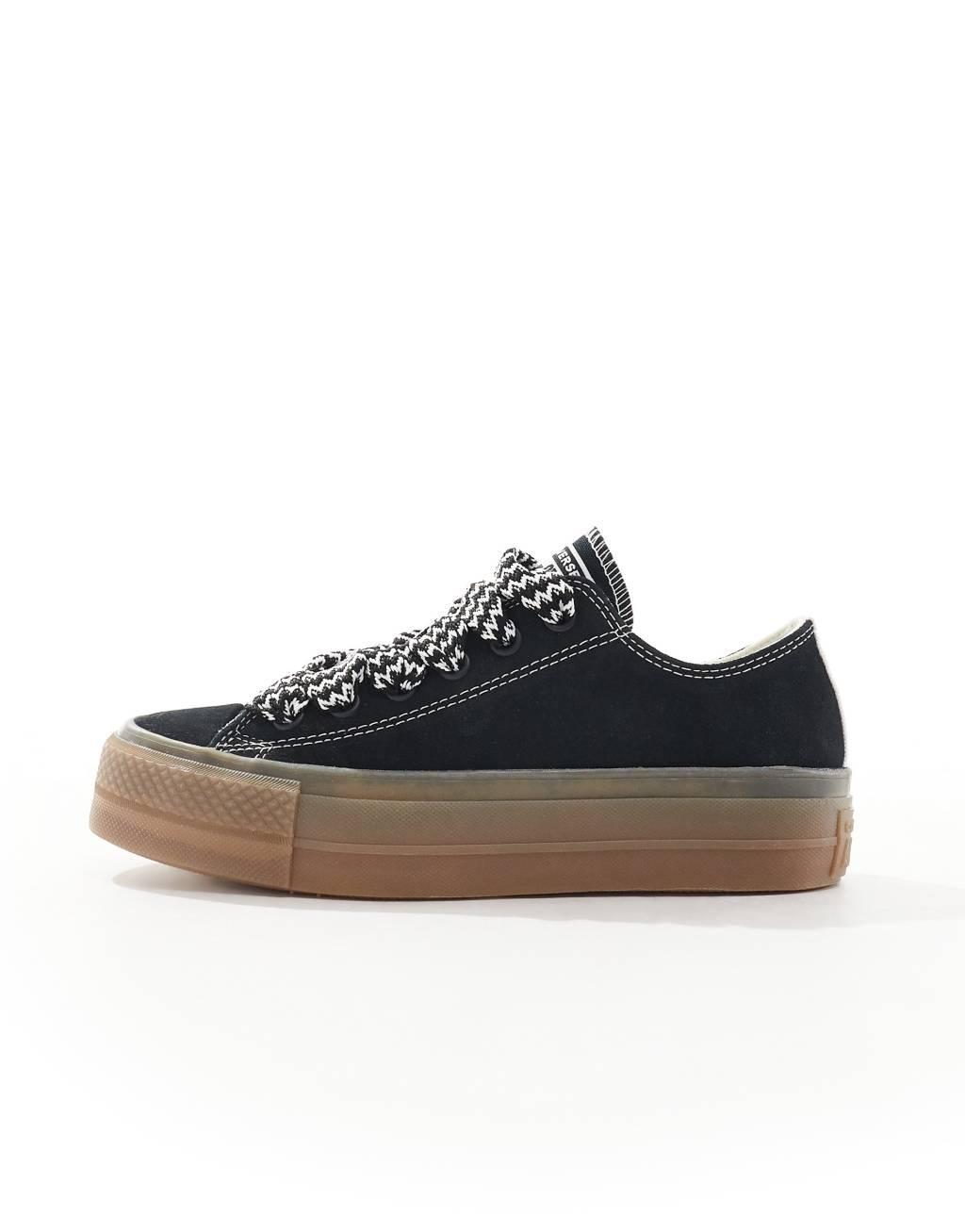 Converse Chuck Taylor All Star Ox Lift sneakers in black with gum sole Product Image