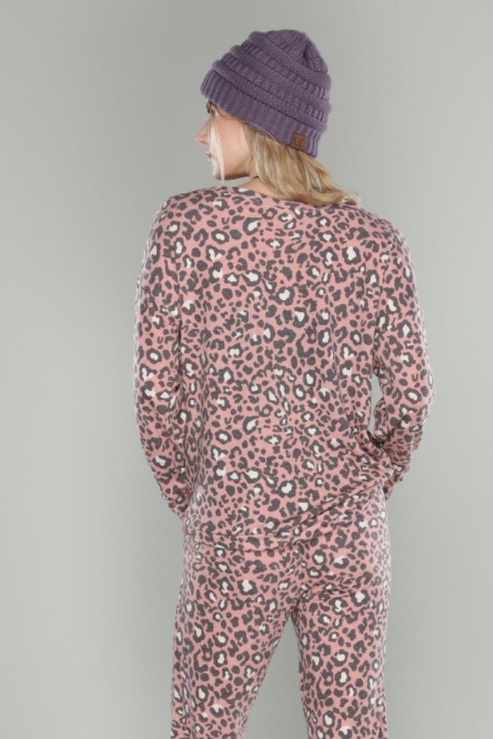 Leopard print oversize knit top Product Image