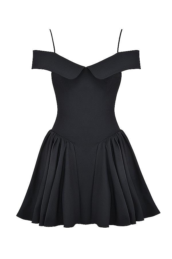 Elida Black Off Shoulder Mini Dress Product Image