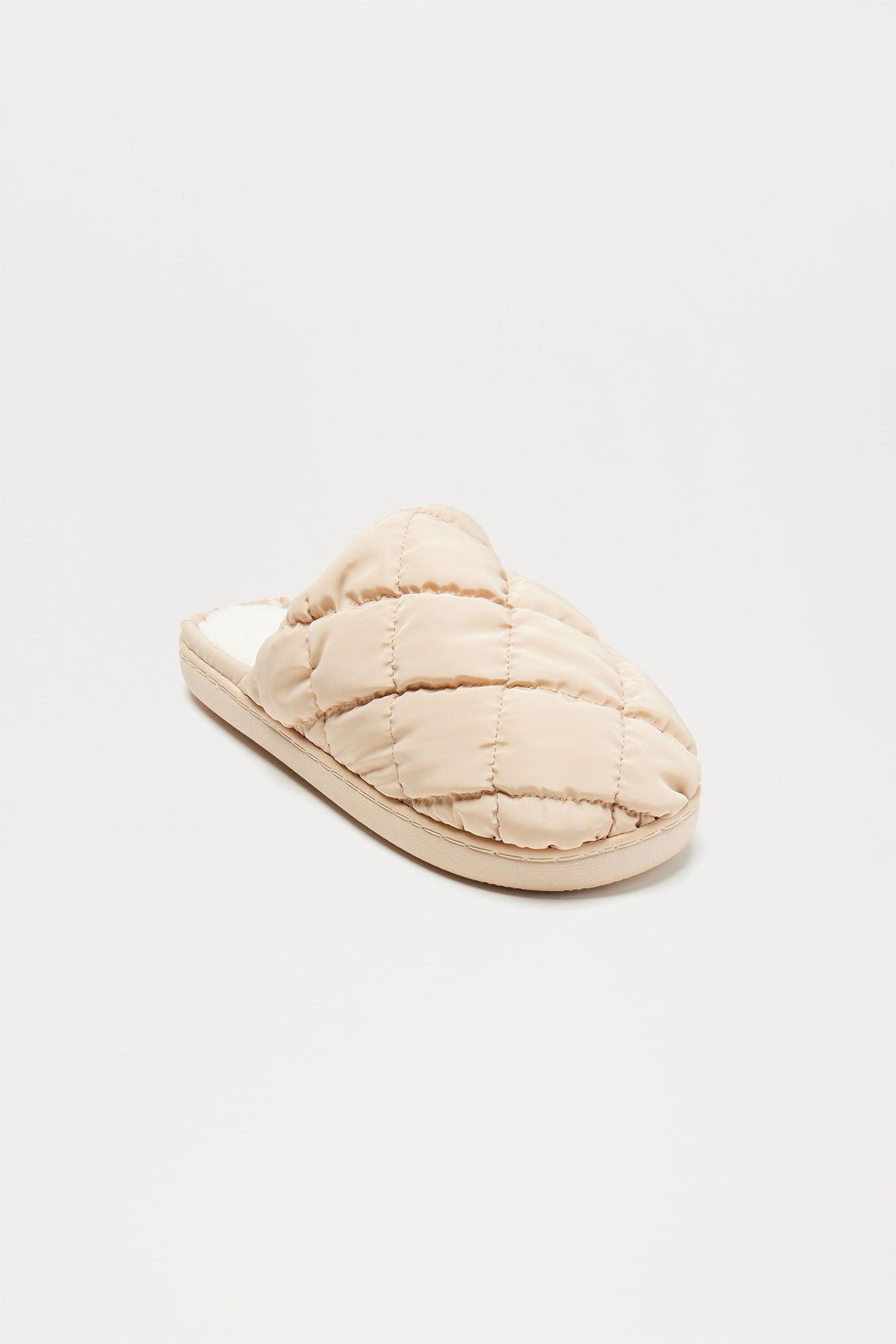 Quilted Nylon Slide - Taupe Product Image