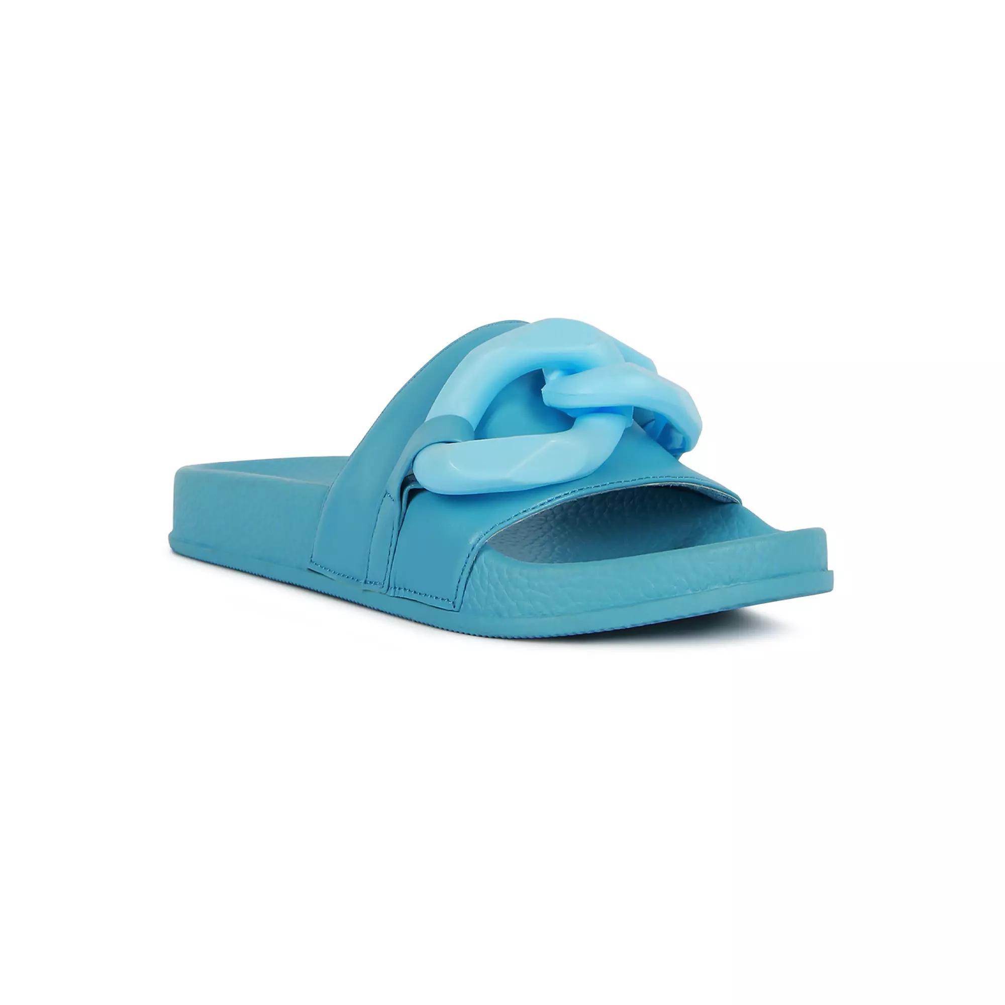 London Rag Women's Riverside Lounge Slide Sandals, Size: 7, Blue Product Image