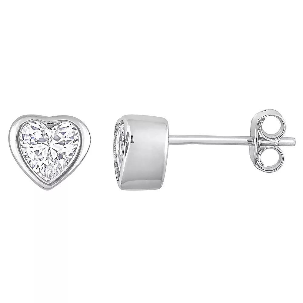 Stella Grace Sterling Silver Cubic Zirconia Heart Stud Earrings, Women's Product Image