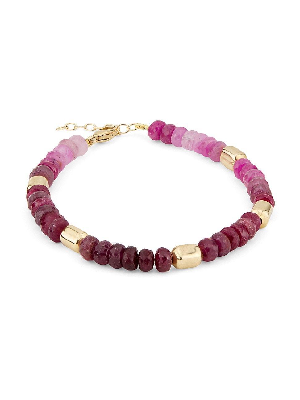 Womens Arizona 14K Yellow Gold & Ruby Beaded Bracelet Product Image