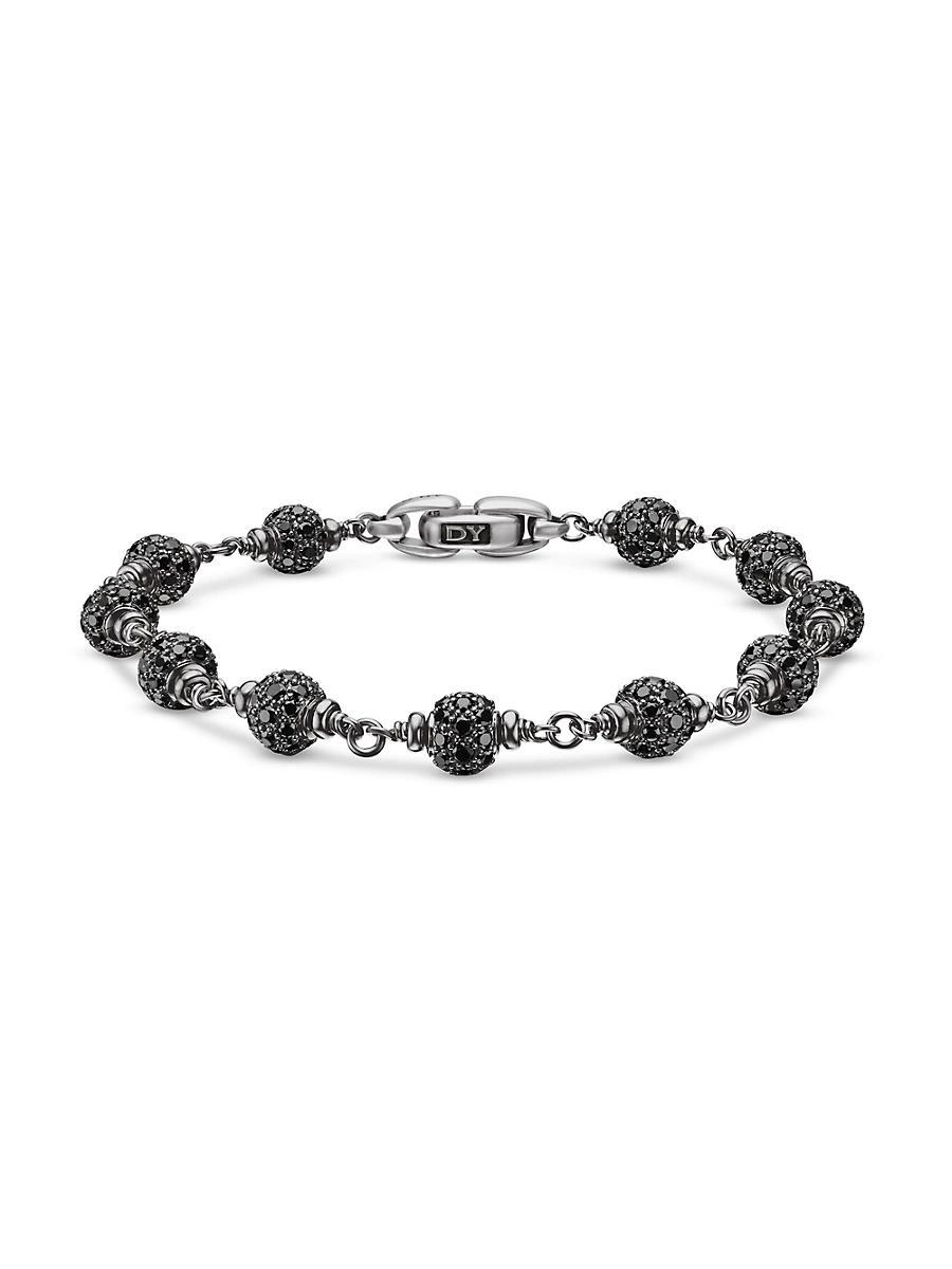 Mens Spiritual Beads Rosary Bracelet in Sterling Silver Product Image