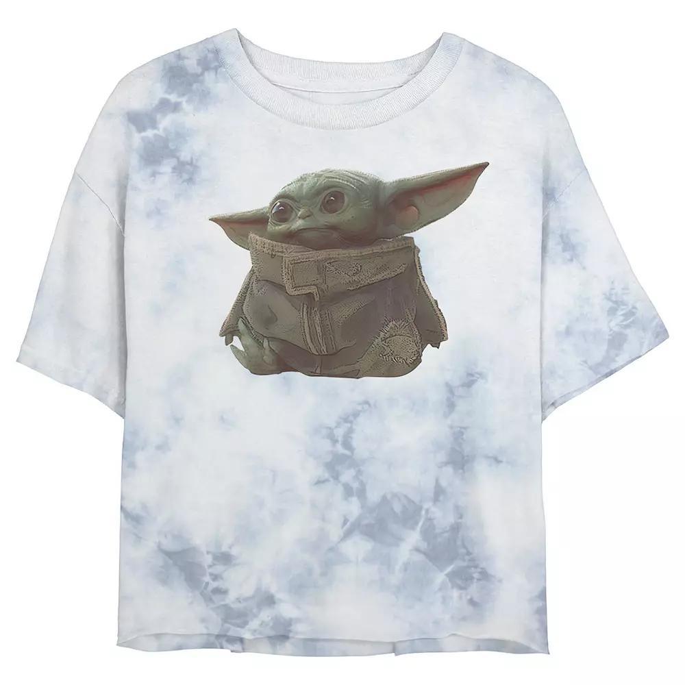 Juniors Star Wars: The Mandalorian The Child Portrait Wash Crop Tee, Womens Product Image