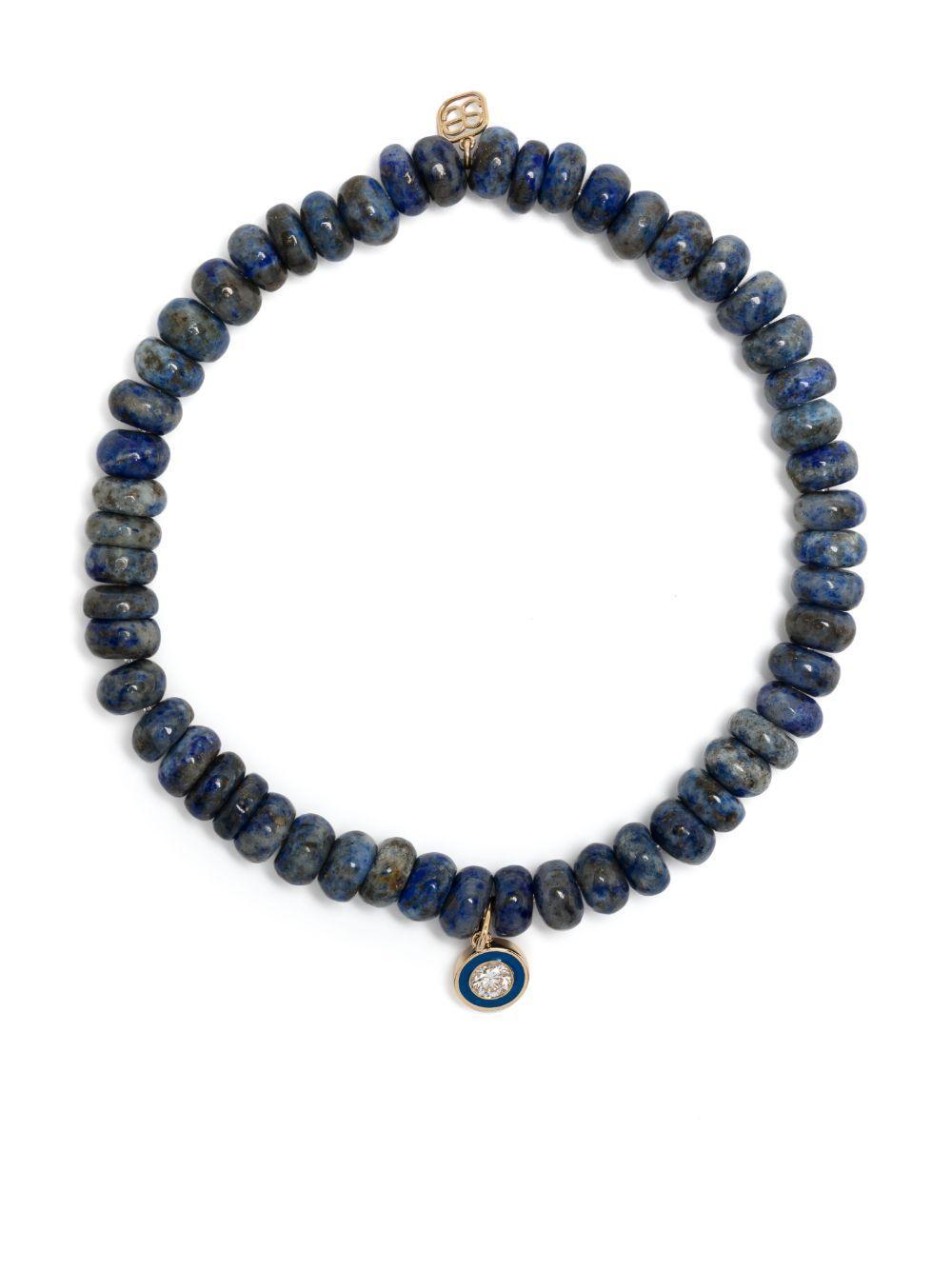 SYDNEY EVAN 14kt Yellow Gold Lapis Lazuli Beaded Bracelet In Blue Product Image