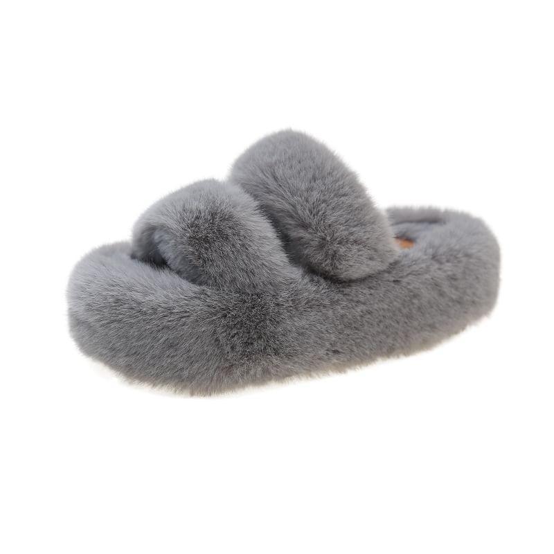 Platform Fluffy Slide Sandals Product Image