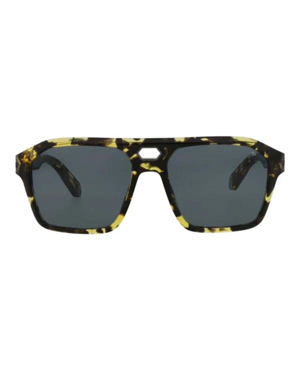 PHILIPP PLEIN Aviator-frame Acetate Sunglasses In Blue Product Image