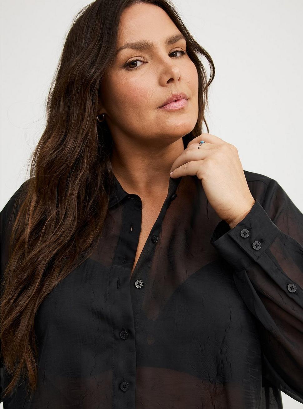 Sheer Button-Up Shirt Product Image