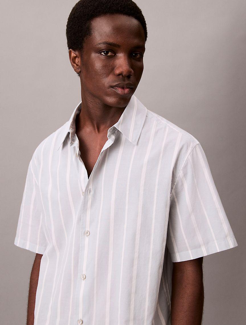 Cotton Stripe Relaxed Button-Down Shirt  Product Image