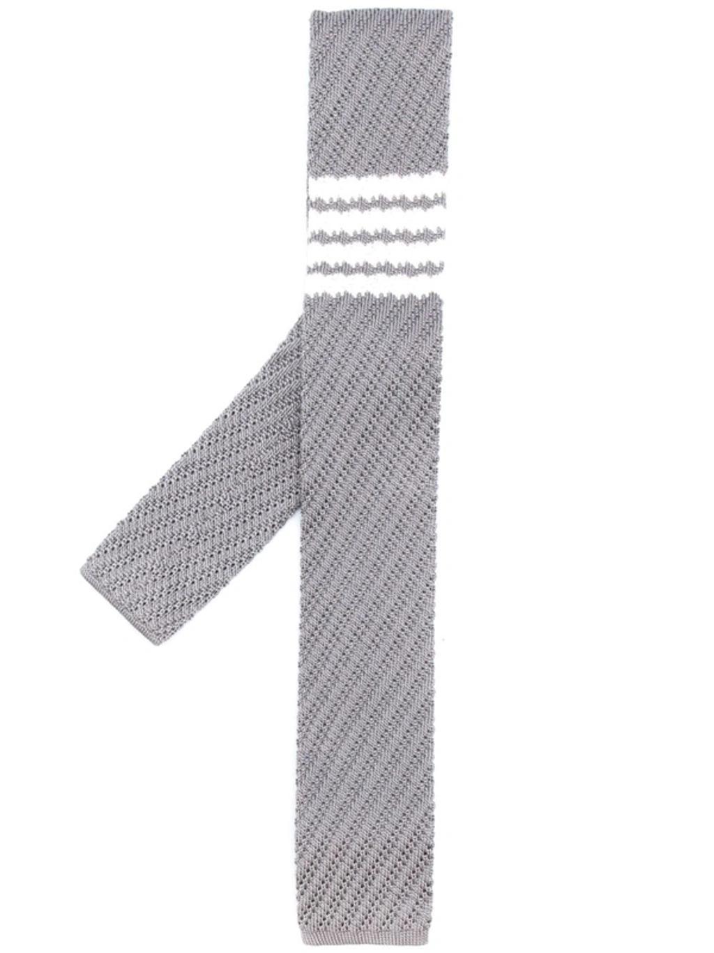 THOM BROWNE 4-bar Knitted Silk Tie In Grey Product Image