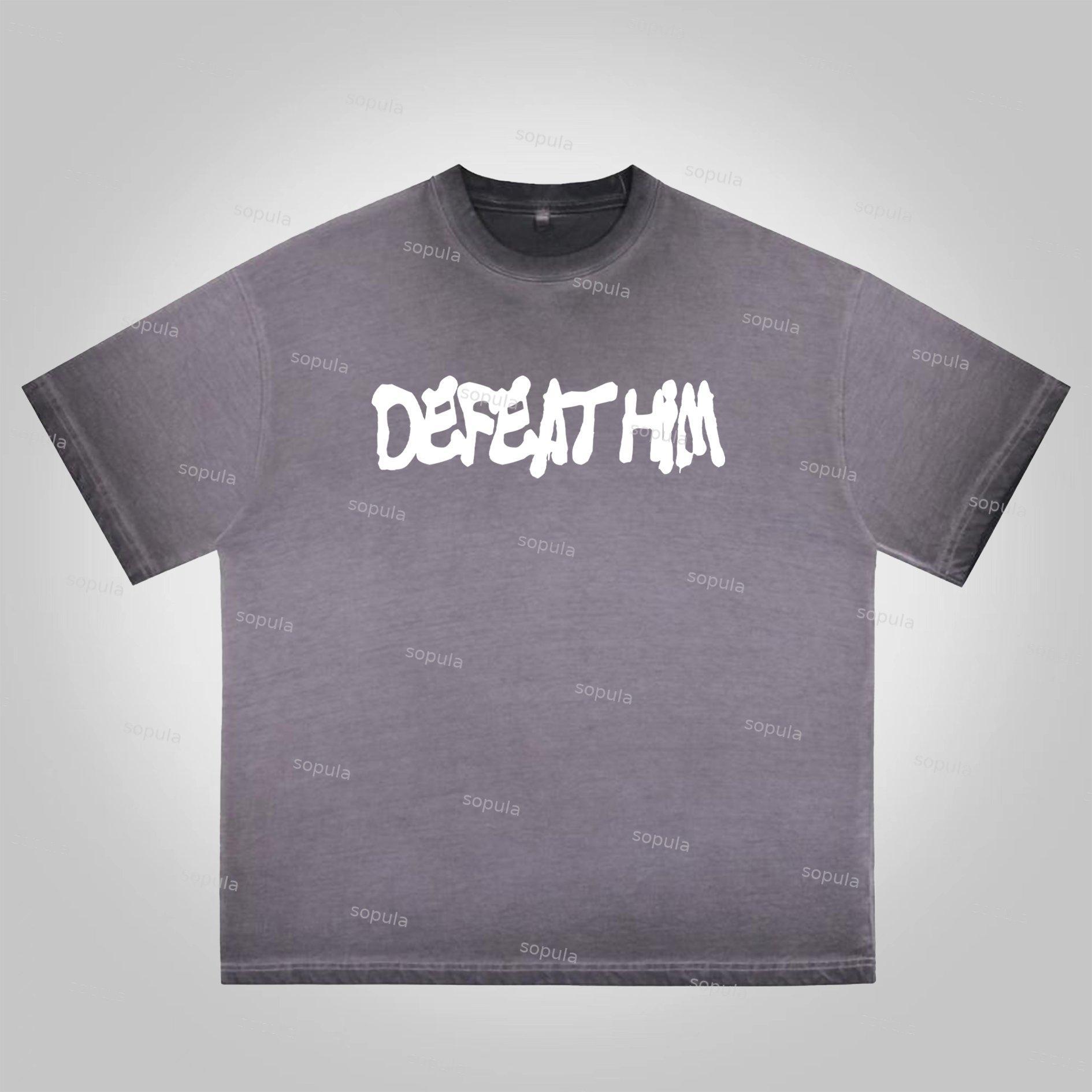 Sopula Vintage Boxer Defeat Him Graphic Print Washed Cotton T-Shirt Product Image