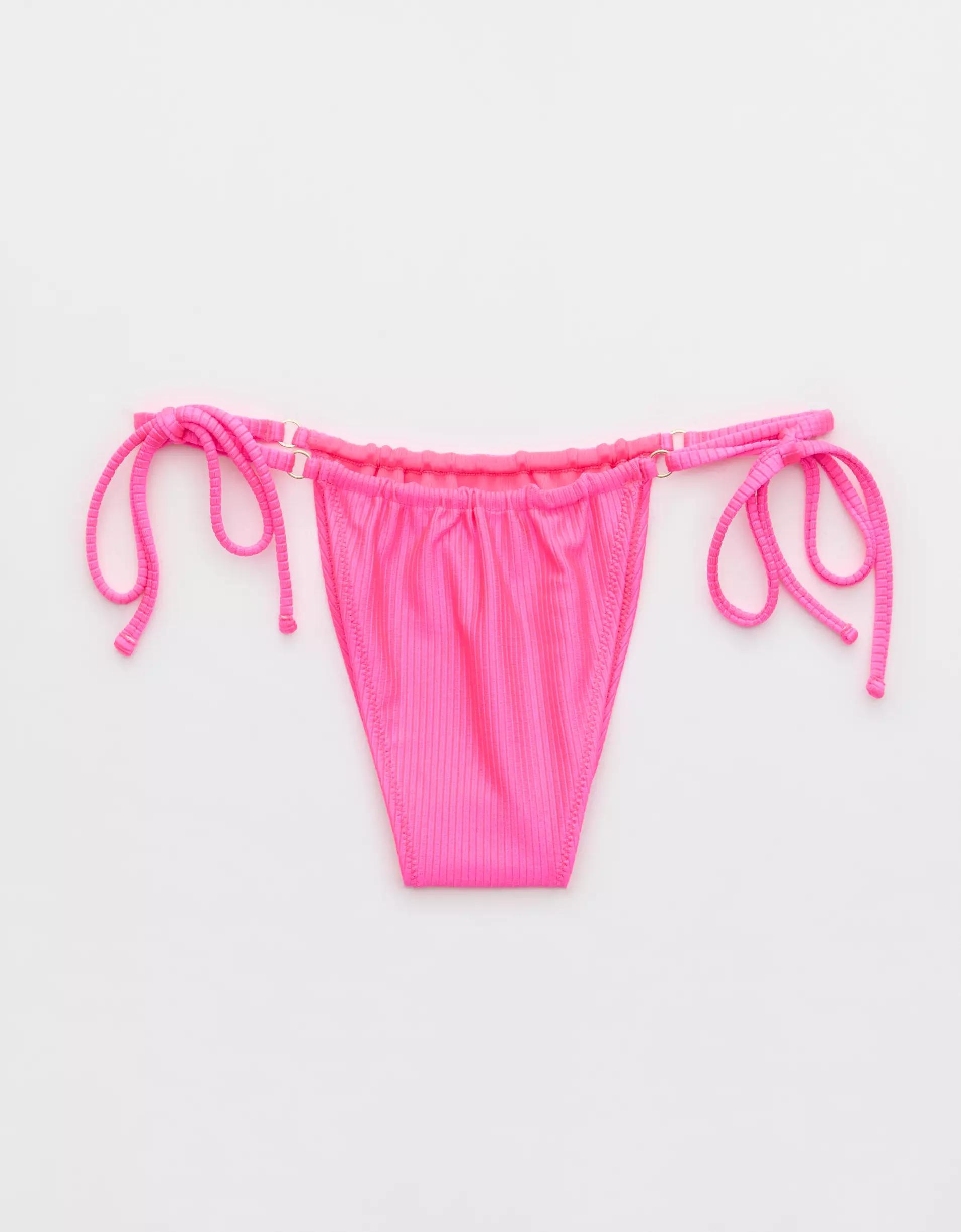 Aerie Shine Rib Cheekiest Strappy Bikini Bottom Product Image