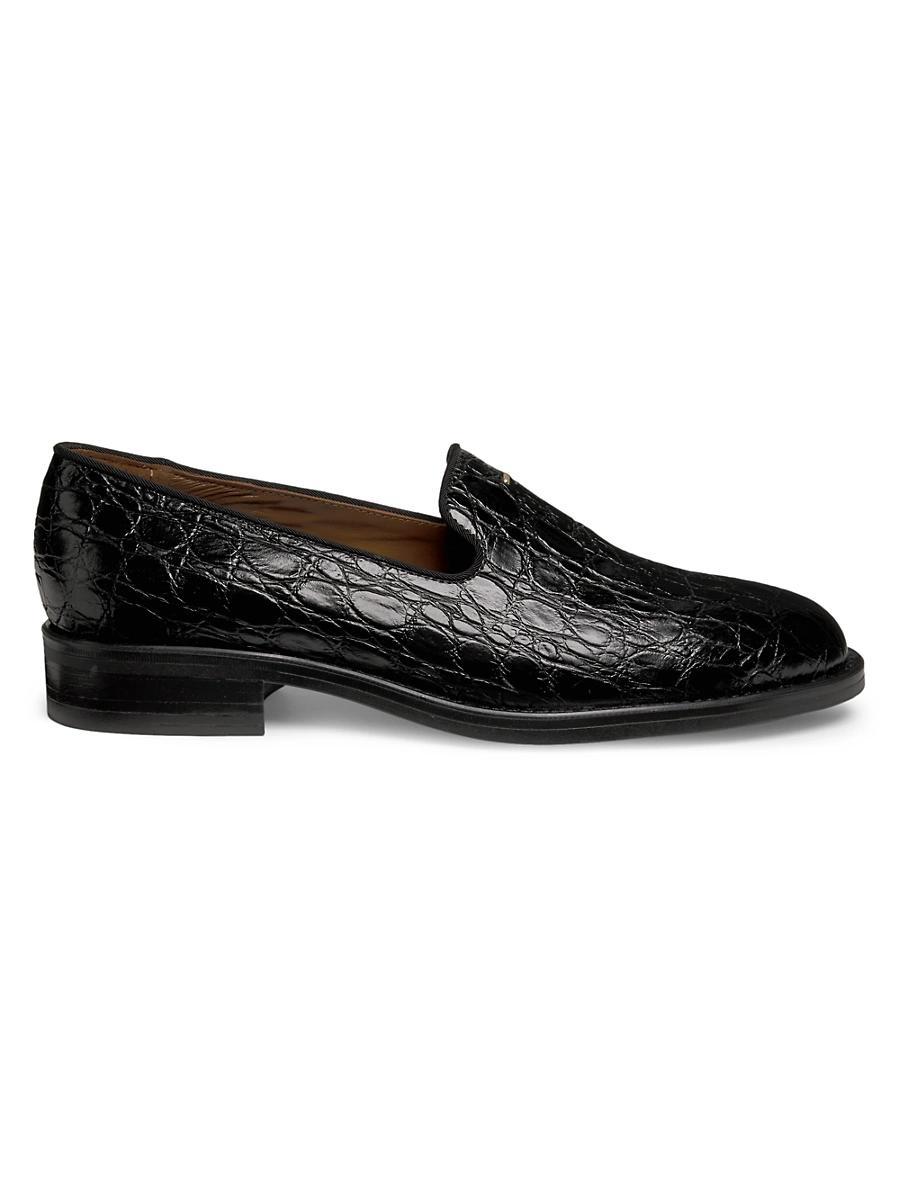 Womens Crocodile-Embossed Leather Loafers Product Image