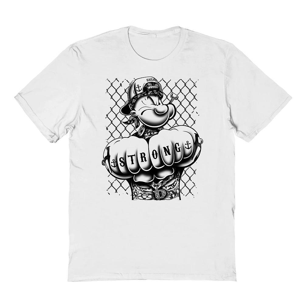 Men's Popeye Fist Graphic Tee, Size: Medium, White Product Image