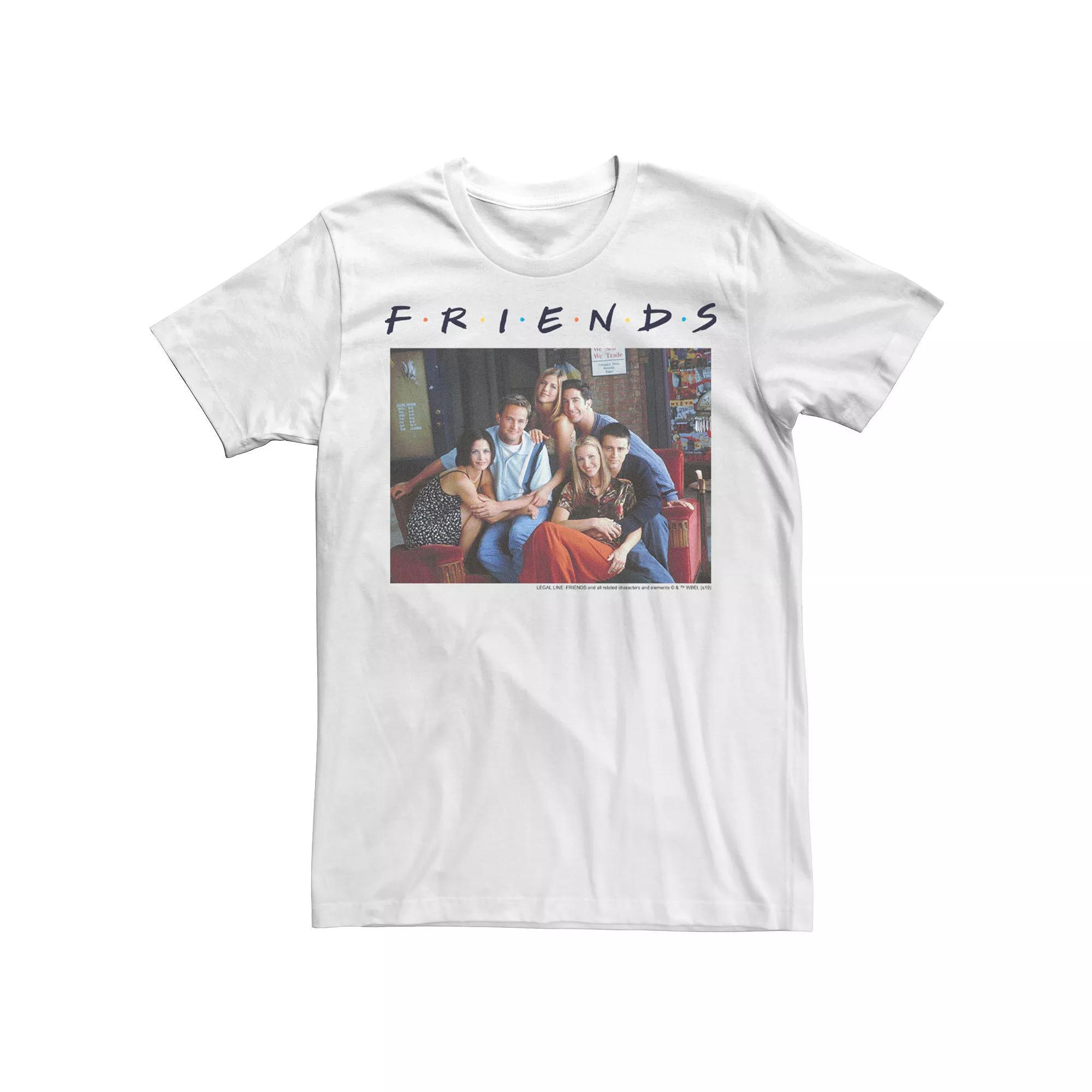 Men's Friends Group Couch Portrait Panel Tee, Size: Small, White Product Image