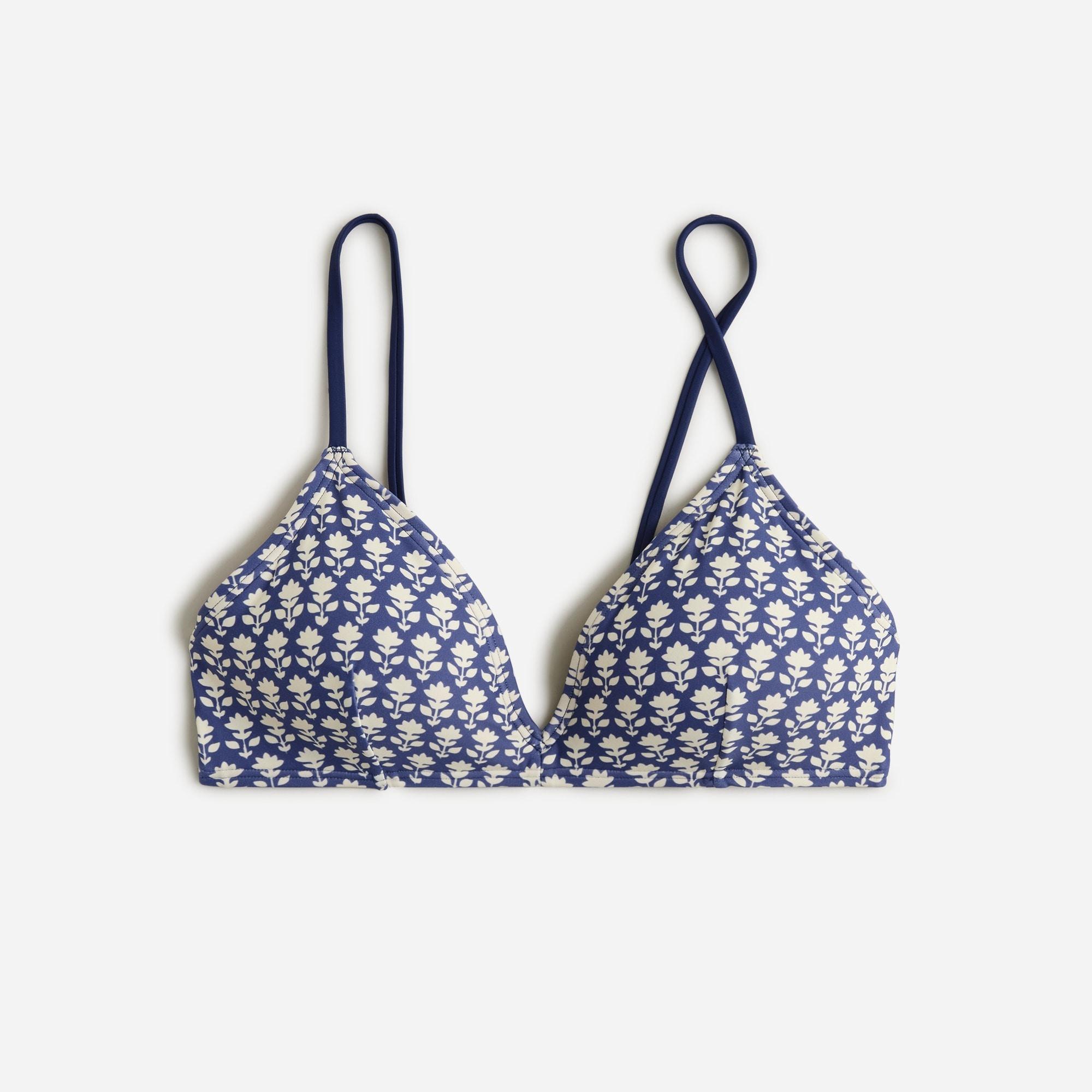 French bikini top in blue stamp floral Product Image