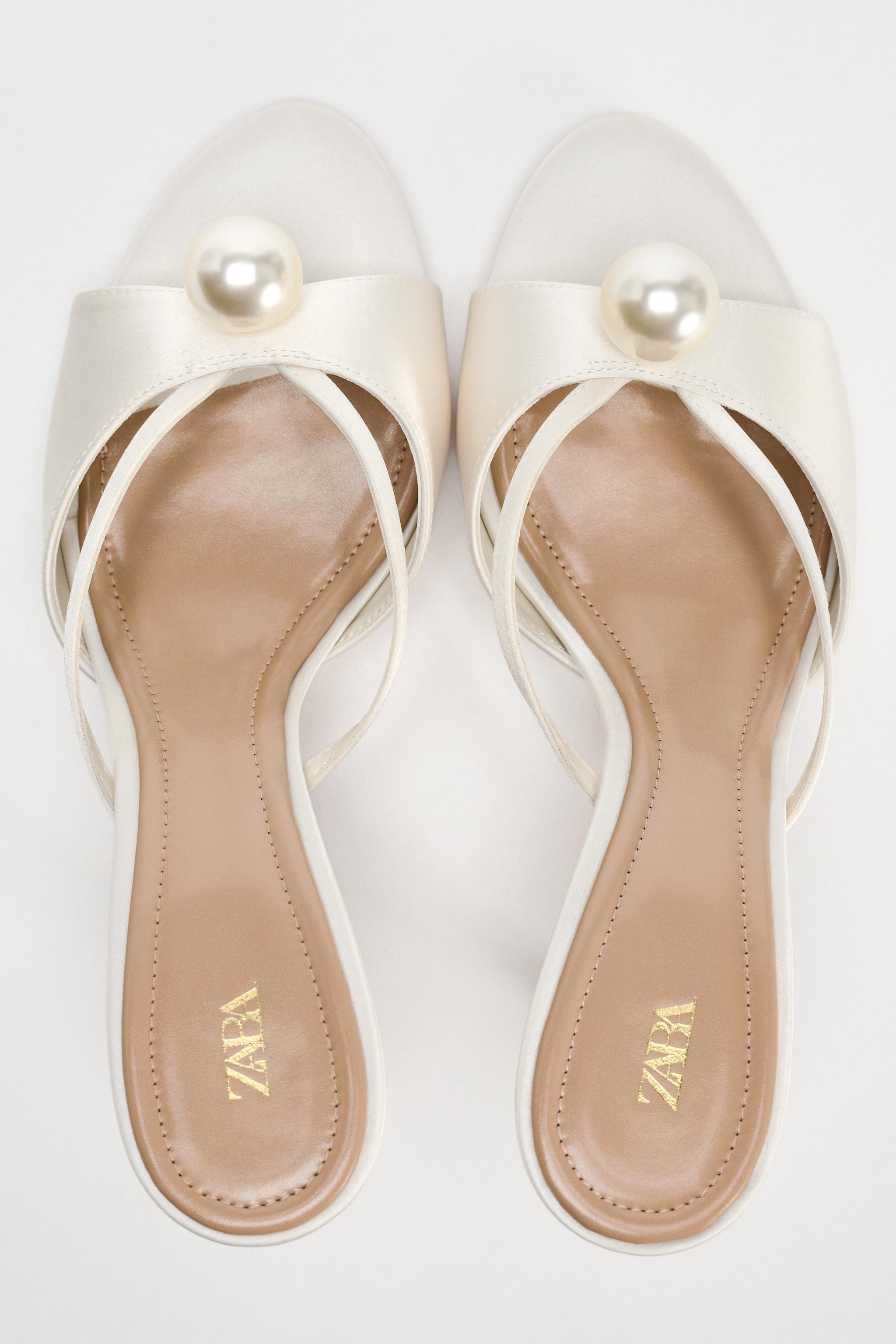 FAUX PEARL HEELED SANDALS Product Image