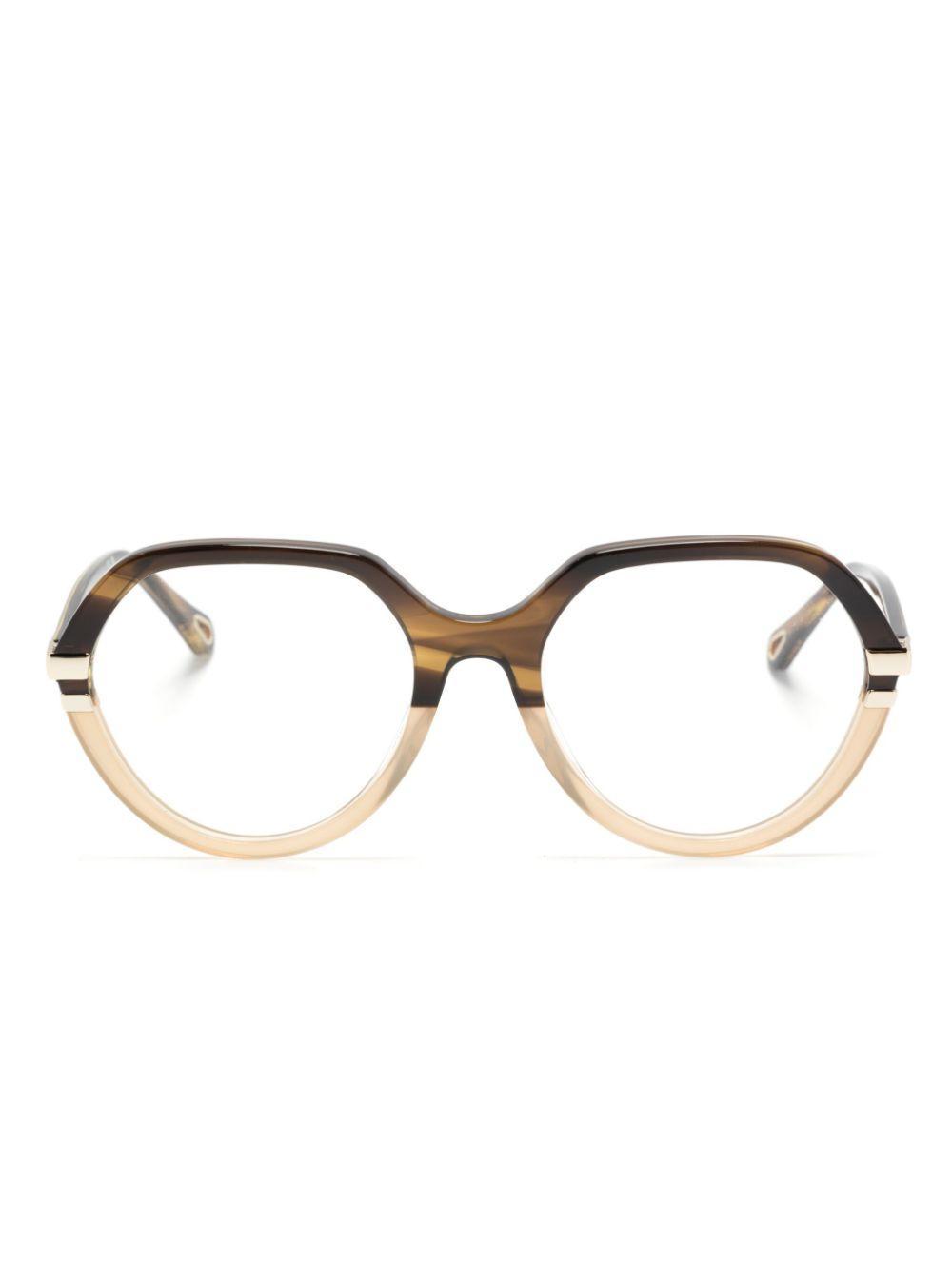 CHLOÉ Two-tone Marbled Glasses In Braun Product Image