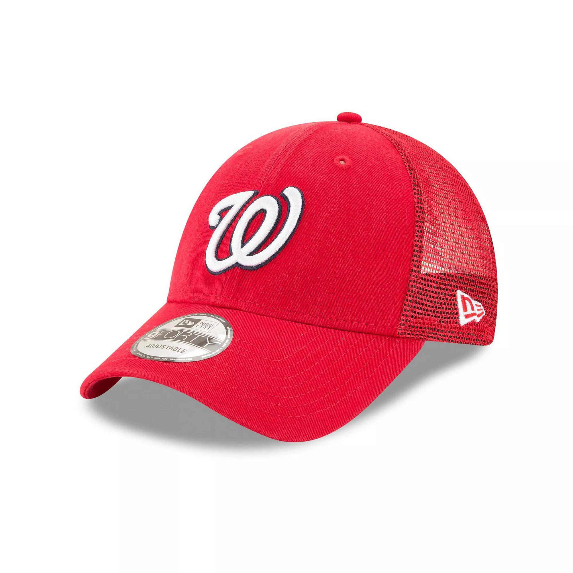 Men's New Era Red Washington Nationals Trucker 9FORTY Adjustable Snapback Hat Product Image
