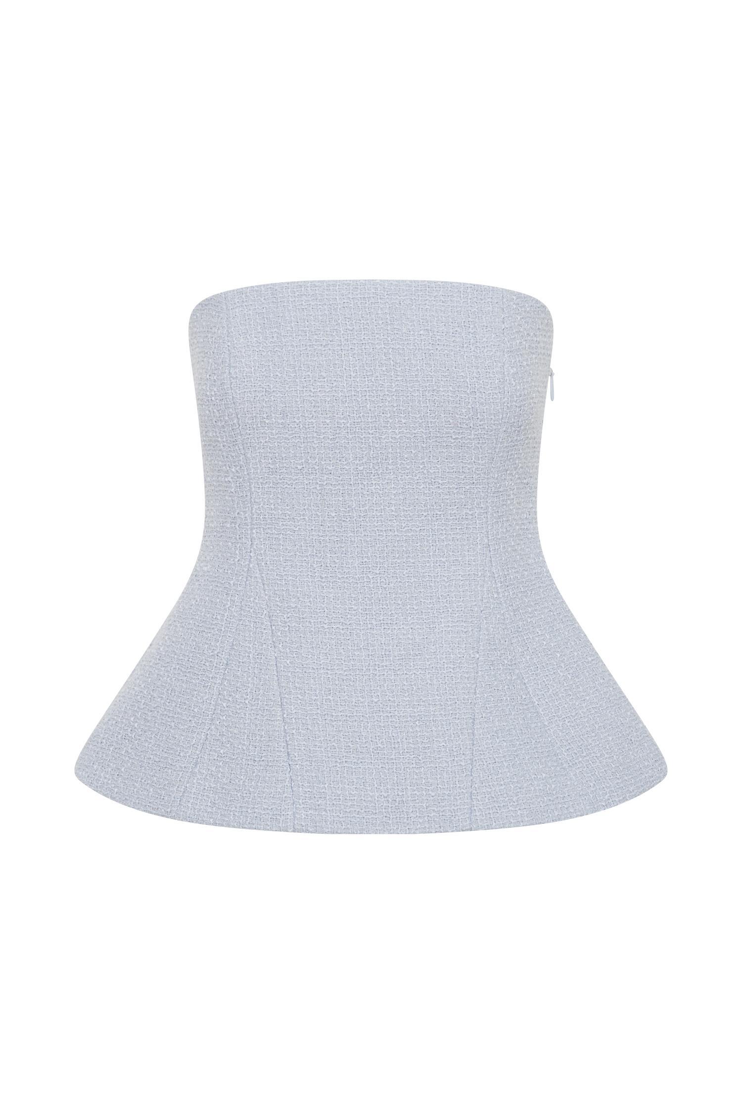Cyrus Strapless Boucle Top - Sky Blue Product Image