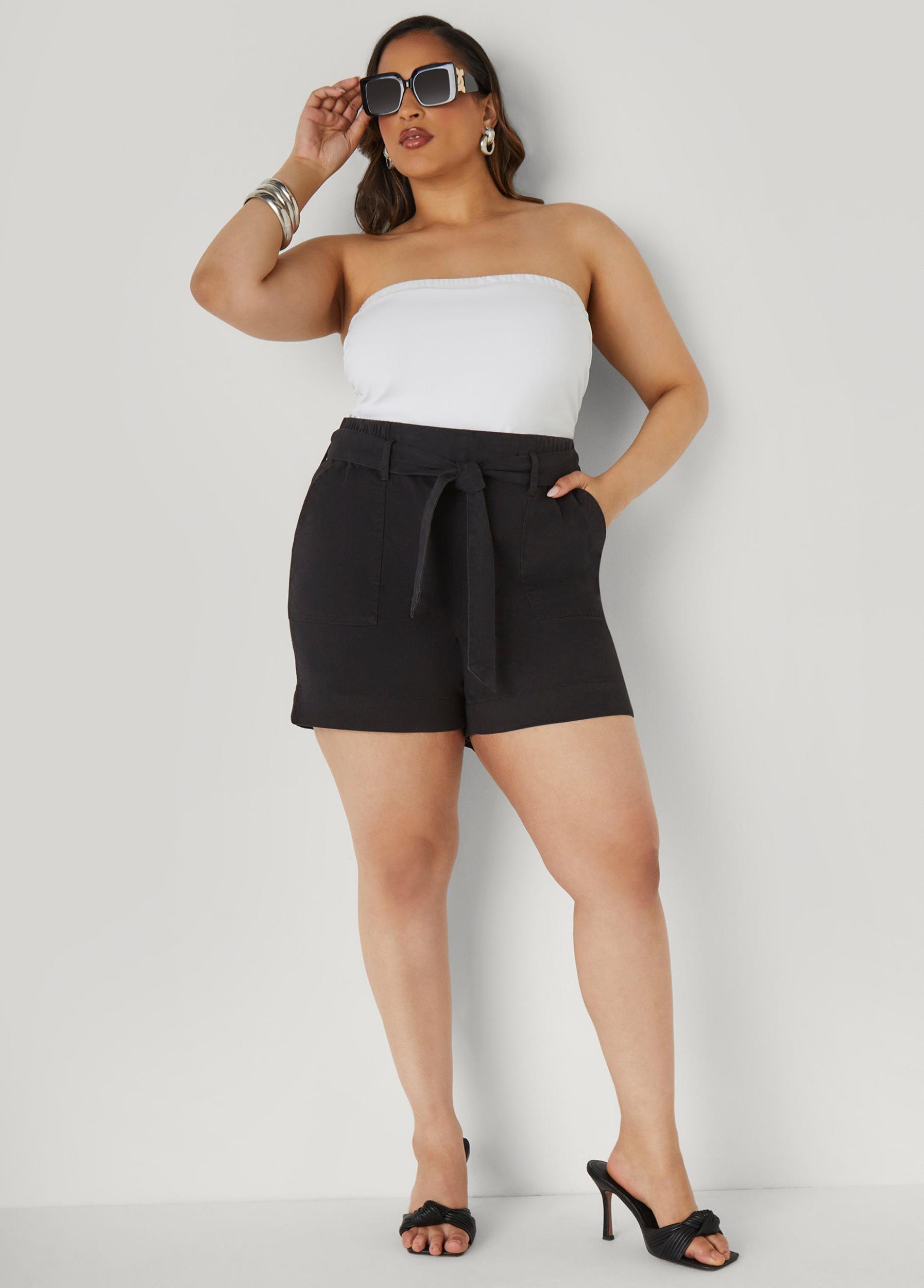Plus Size Belted Denim Shorts Ashley Stewart Product Image