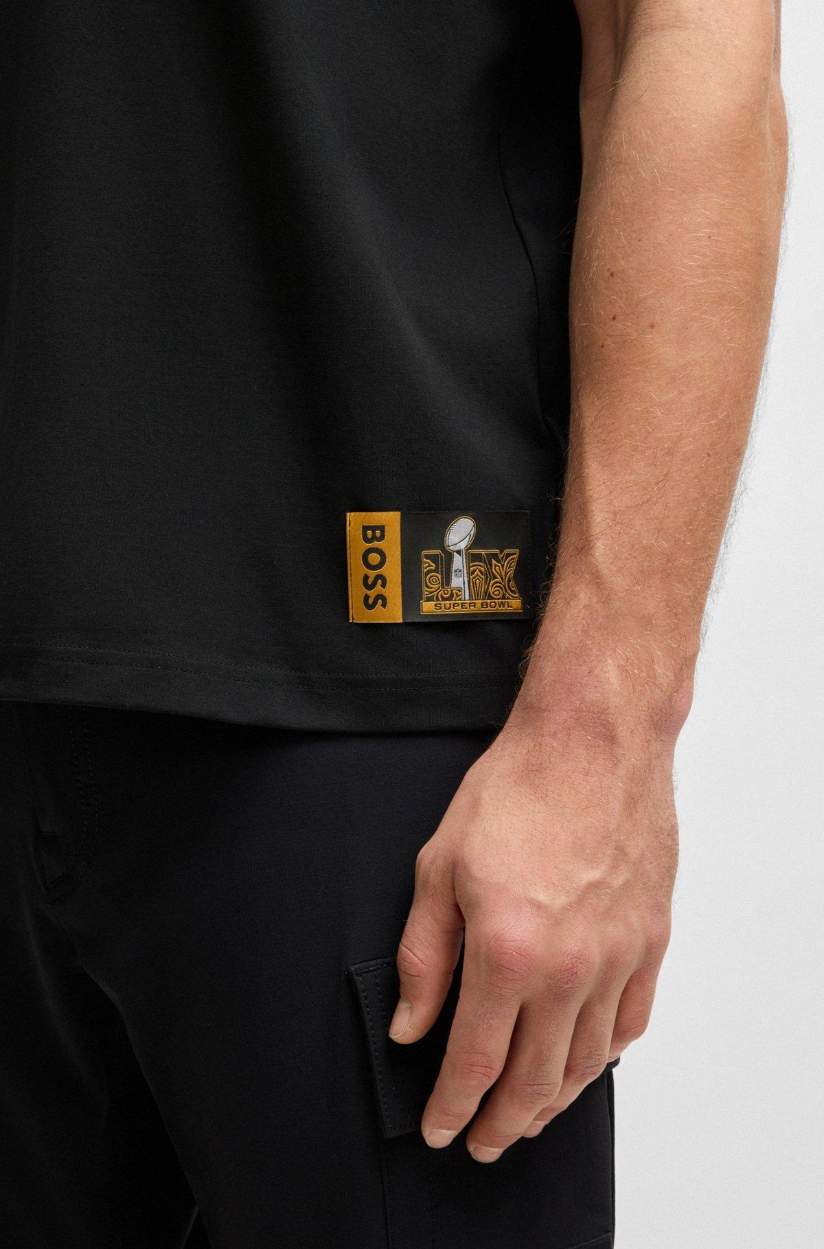 BOSS x NFL stretch-cotton T-shirt with gold-tone artwork Product Image