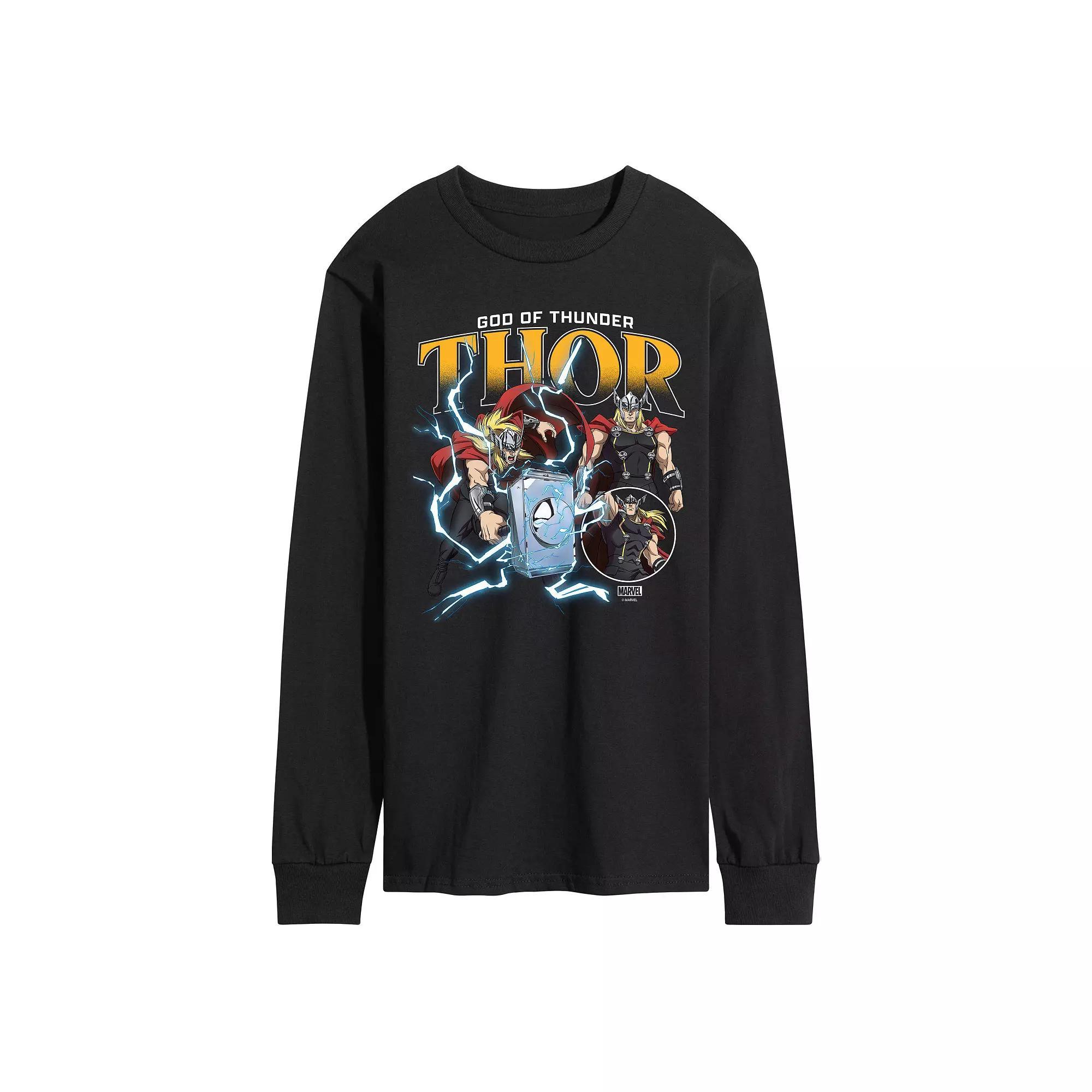 Men's Marvel Thor God Of Thunder Long Sleeve Graphic Tee,  Product Image
