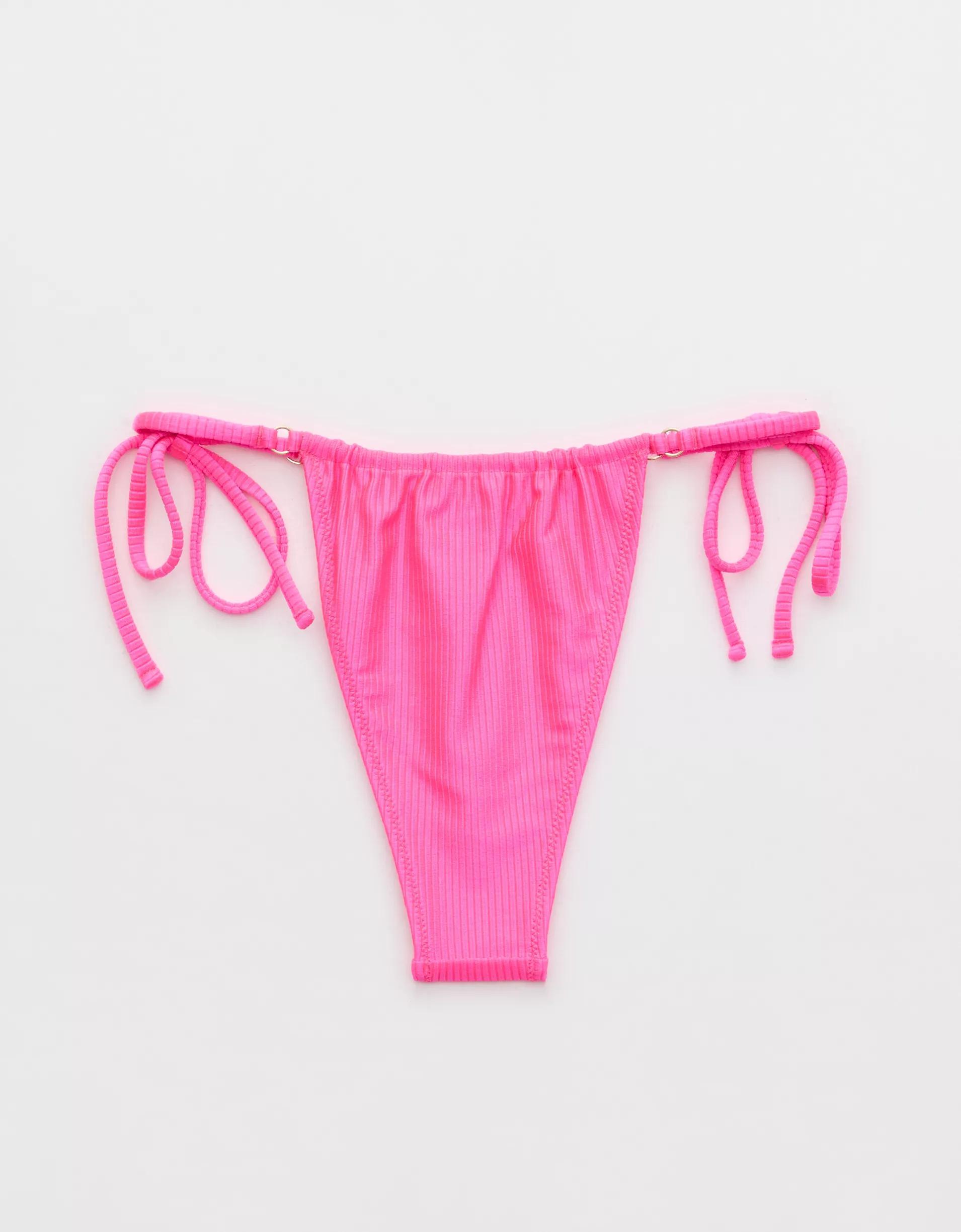 Aerie Shine Rib Cheekiest Strappy Bikini Bottom Product Image