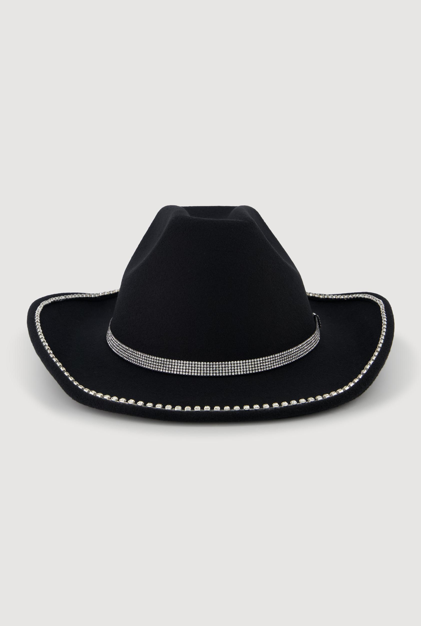 Faux Suede Rhinestone Studded Cowboy Hat Female Product Image