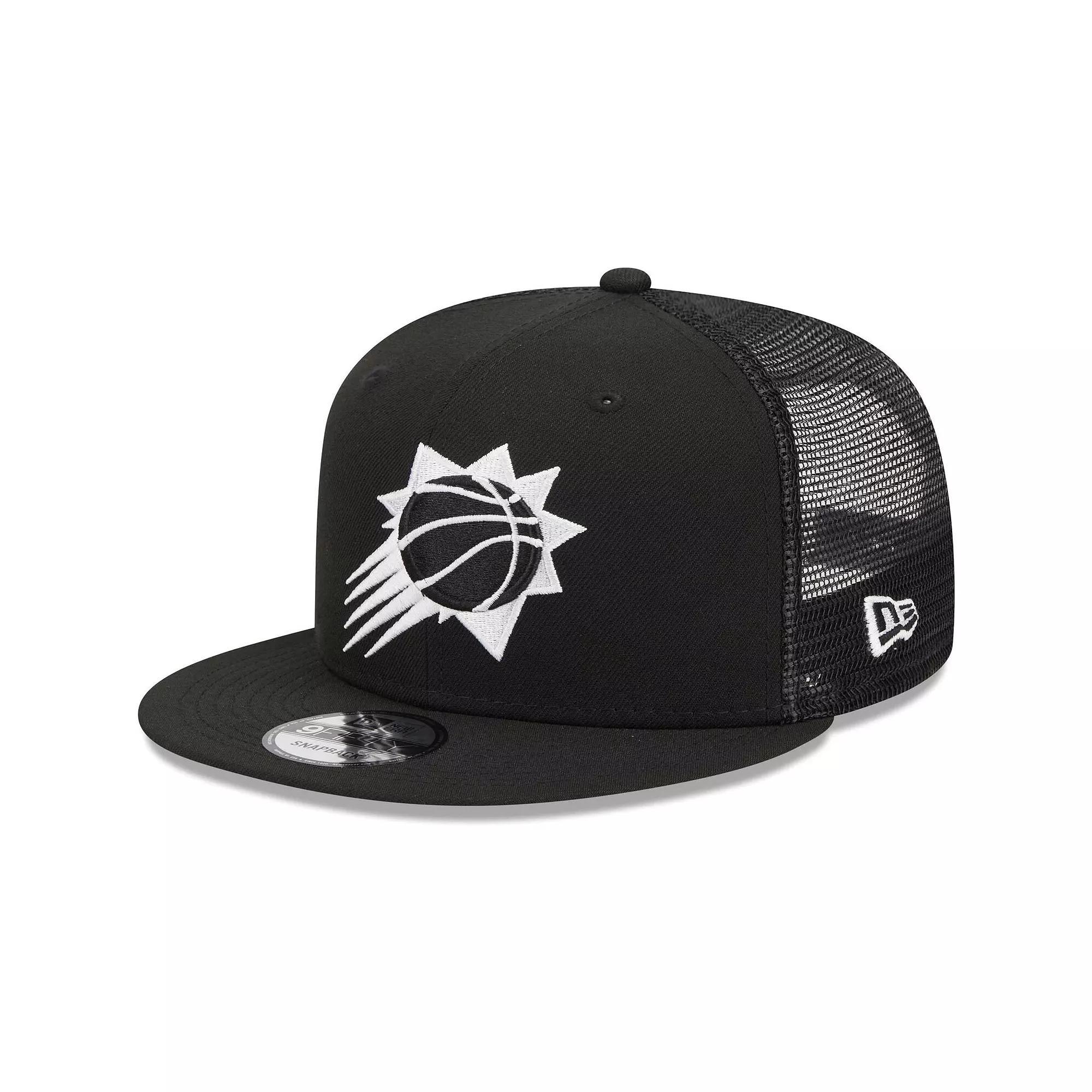 Men's New Era Black Phoenix Suns Evergreen 9FIFTY Trucker Snapback Hat, Phx Black Product Image