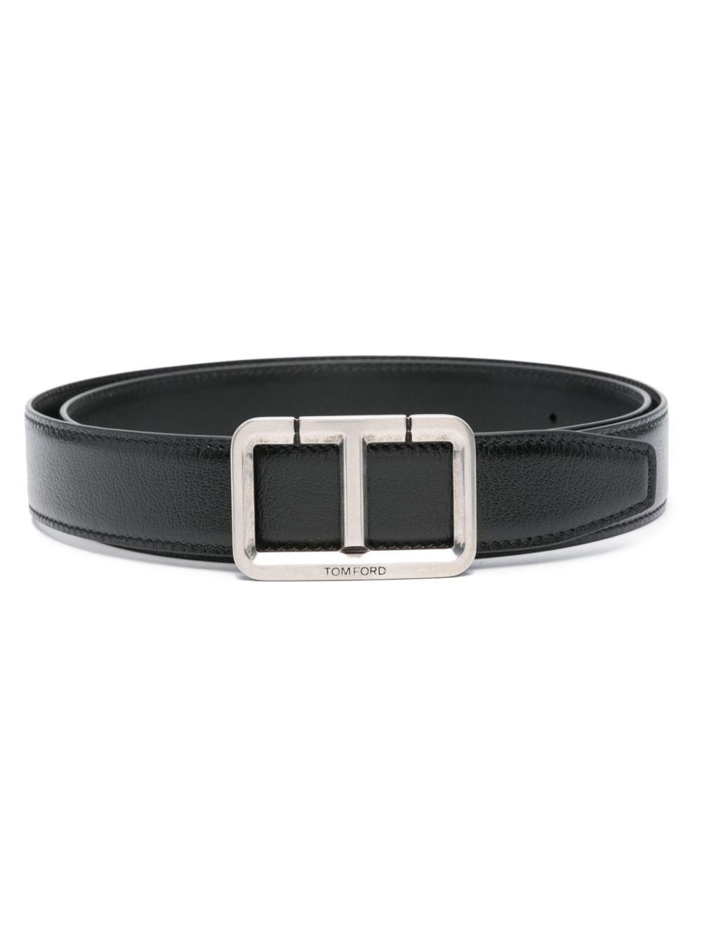 TOM FORD Logo-plaque Buckle Belt In Black Product Image