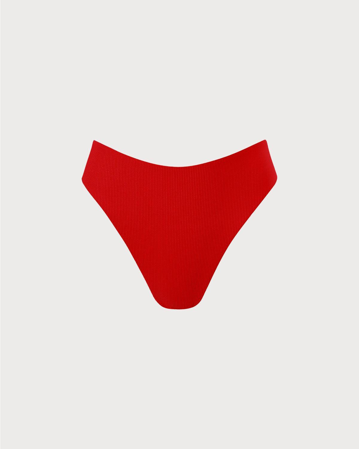 The Red Ribbed Bikini Bottom Product Image