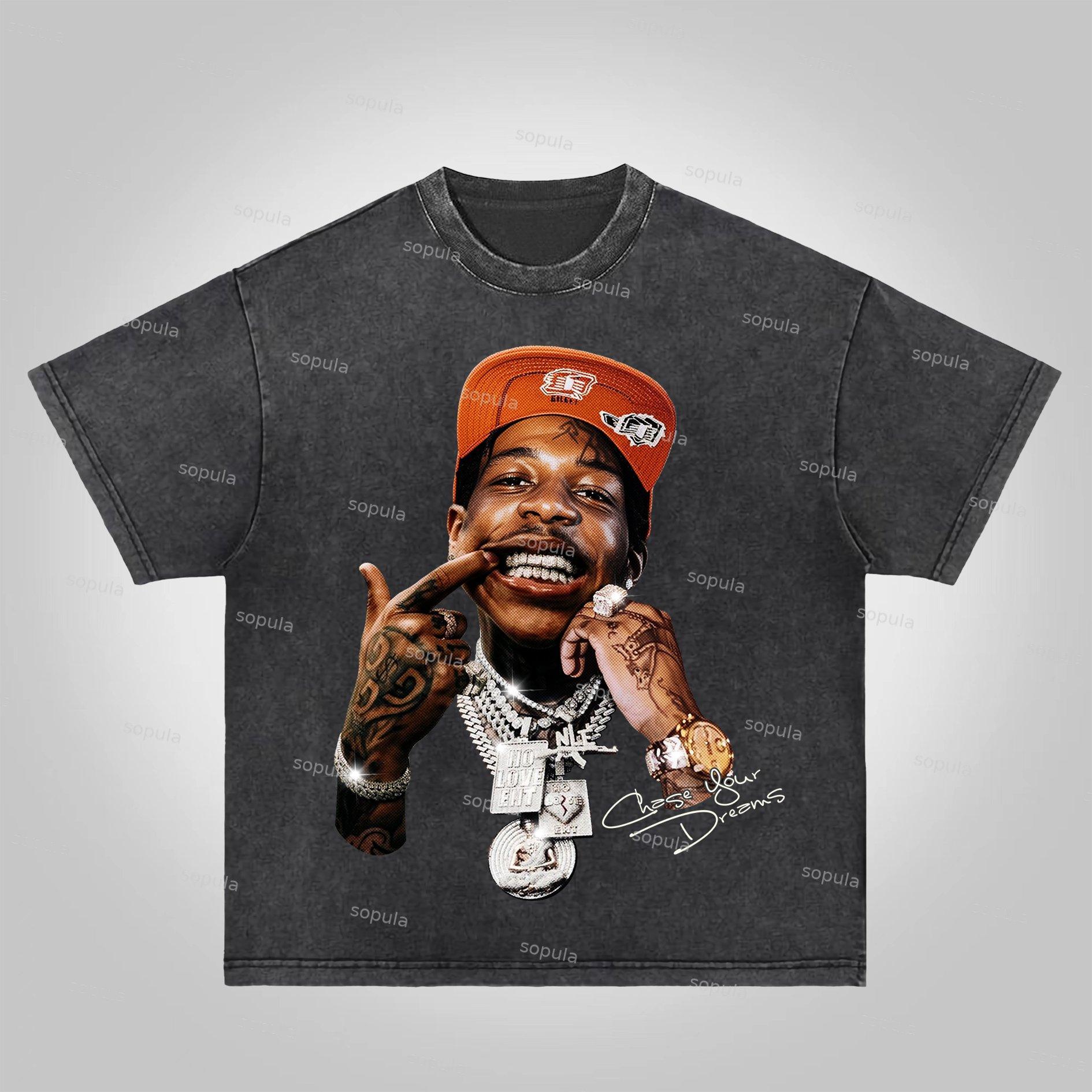 Sopula Portrait Graphics Of Street Fashion Figures Acid Washed T-Shirt Product Image