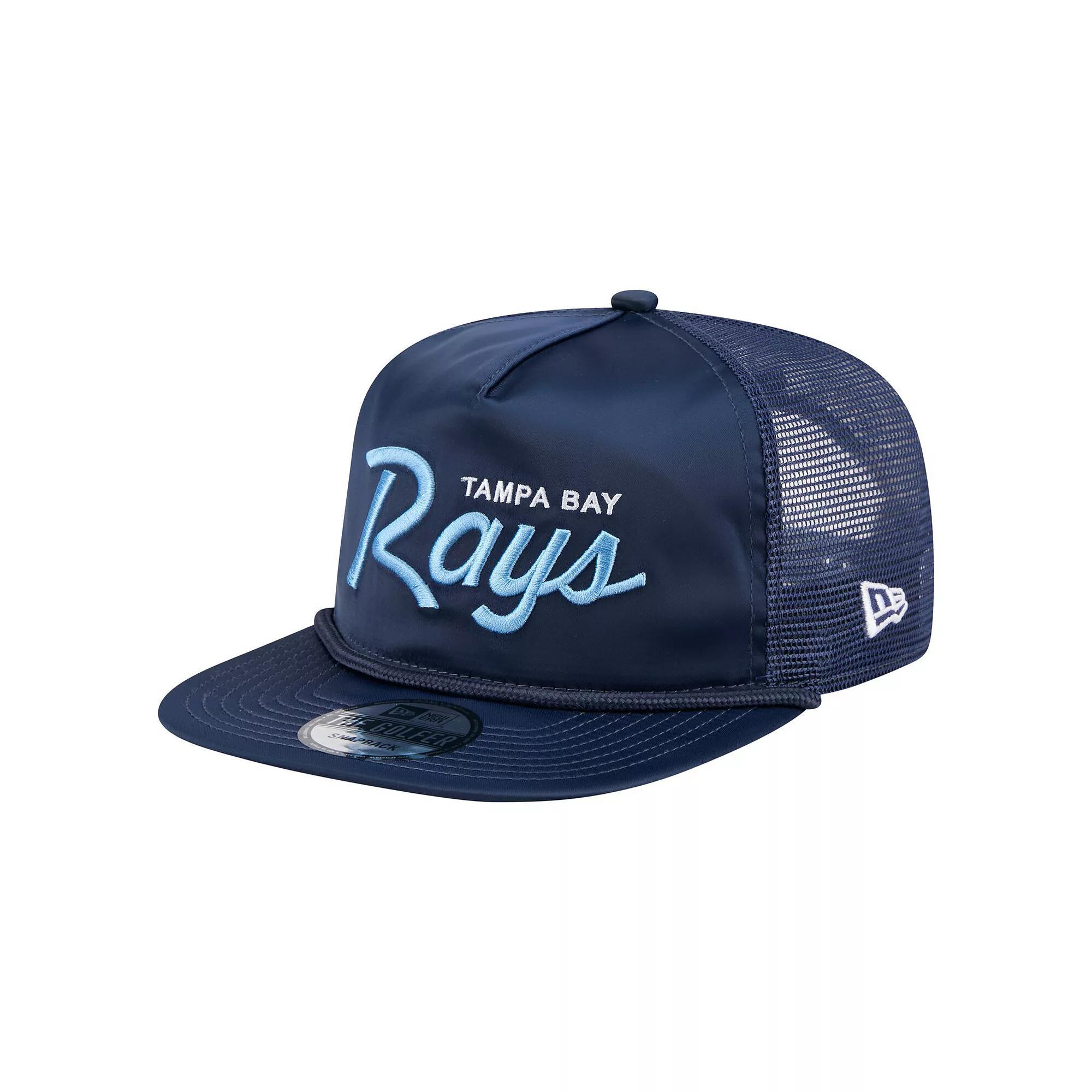 Men's New Era Navy Tampa Bay Rays Retro Satin Script Golfer Adjustable Hat, Blue Product Image