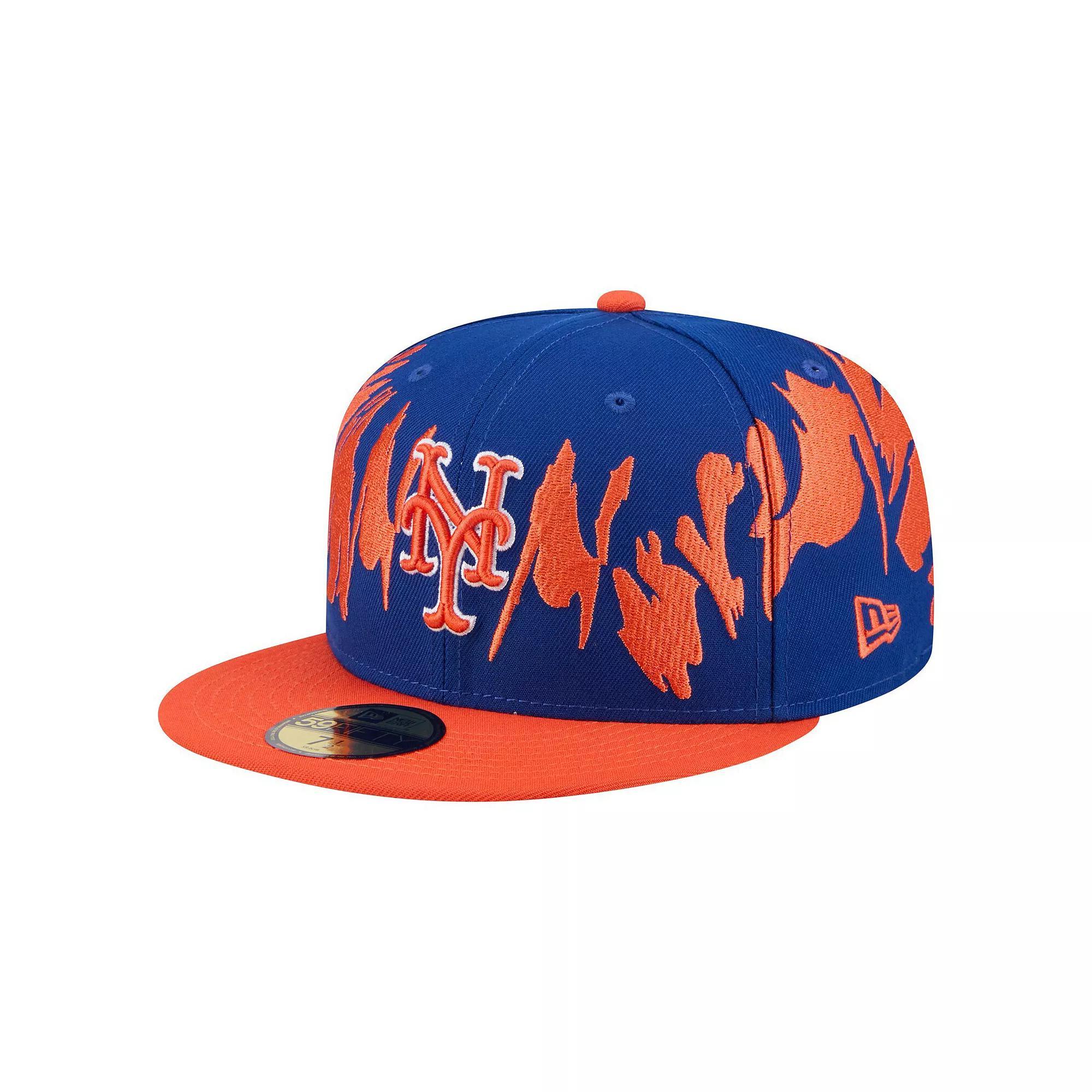 Men's New Era Royal/Orange New York Mets Retro Pattern 59FIFTY Fitted Hat, Size: 7 7/8, Blue Product Image