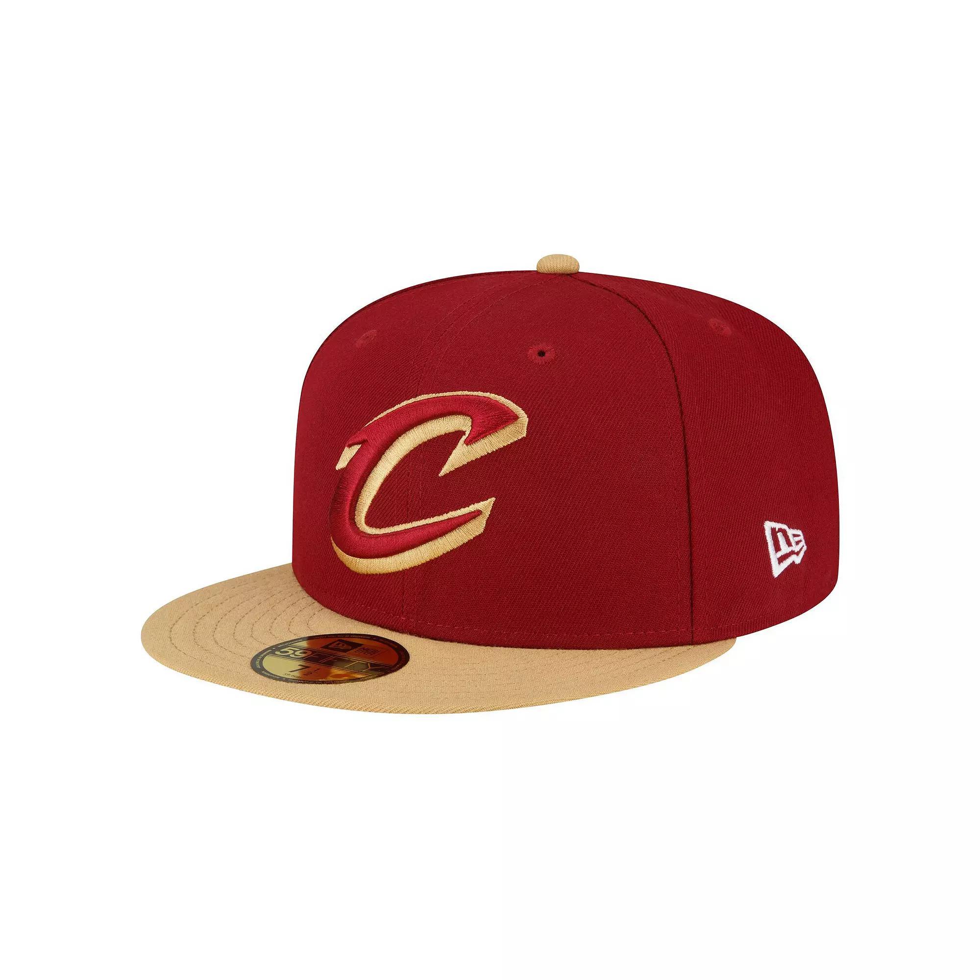 Men's New Era Wine/Gold Cleveland Cavaliers 2-Tone 59FIFTY Fitted Hat, Size: 7 5/8, Team Product Image