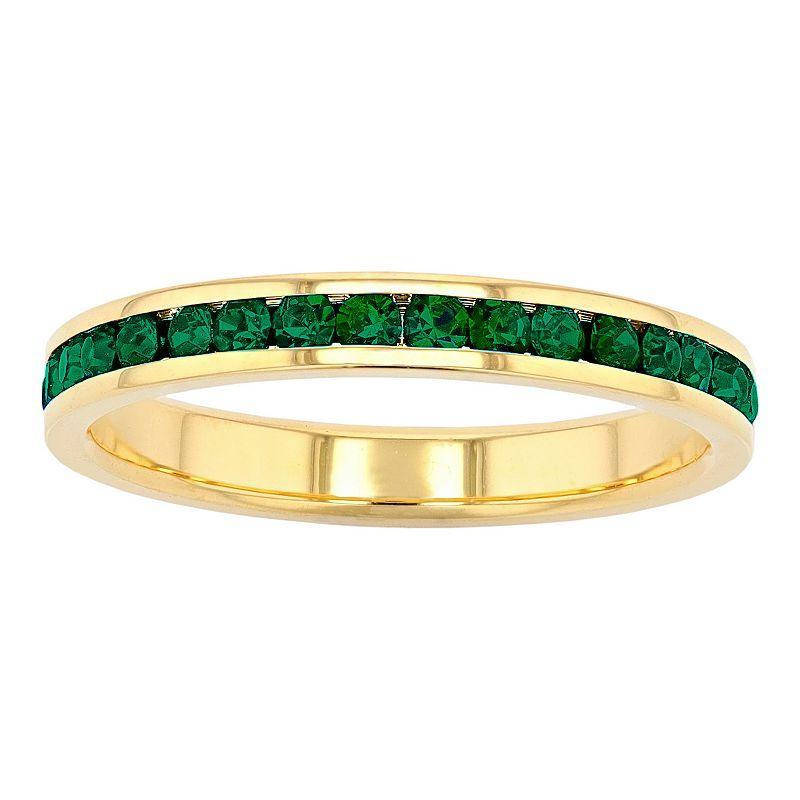 18k Gold Over Silver Birthstone Crystal Eternity Ring, Womens 18k Gold Plated May Product Image