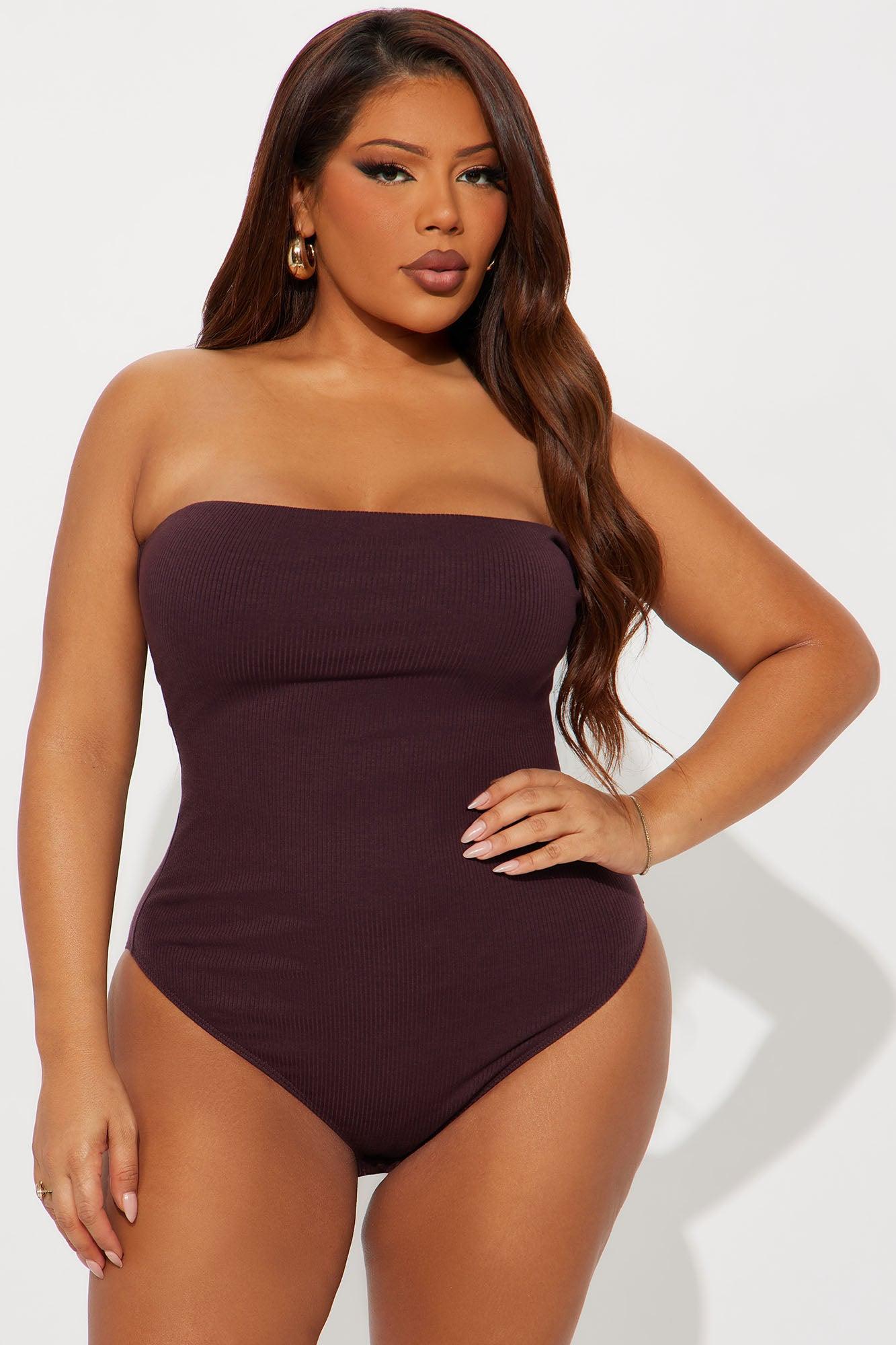 Demi Double Lined Tube Bodysuit - Dark Brown Female Product Image