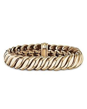 Womens Sculpted Cable Bracelet in 18K Yellow Gold Product Image