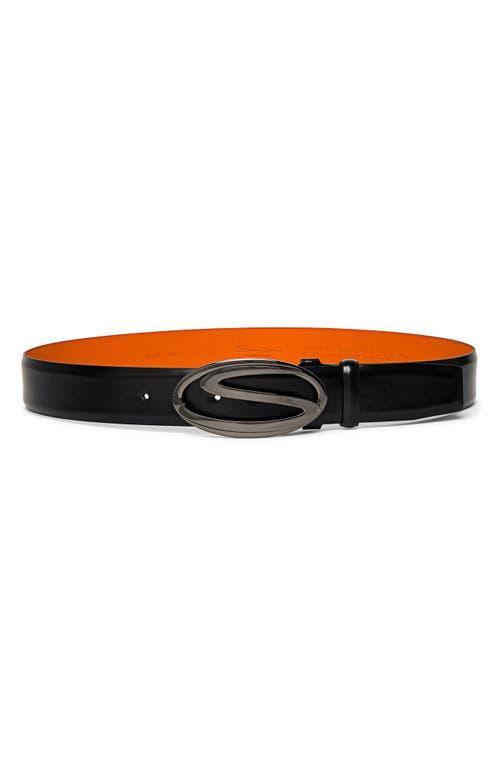 Mens Rectangle S-Buckle Reversible Leather Belt Product Image