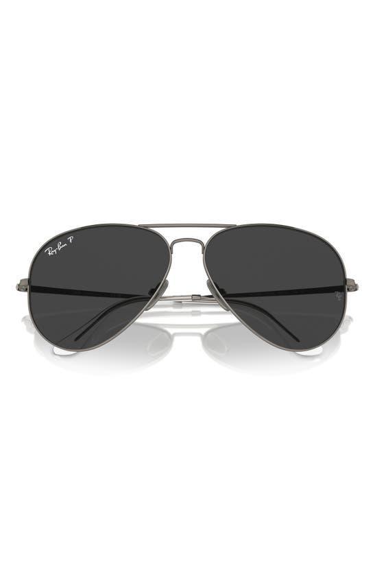 RAY BAN 58mm Polarized Aviator Sunglasses In Gunmetal Product Image